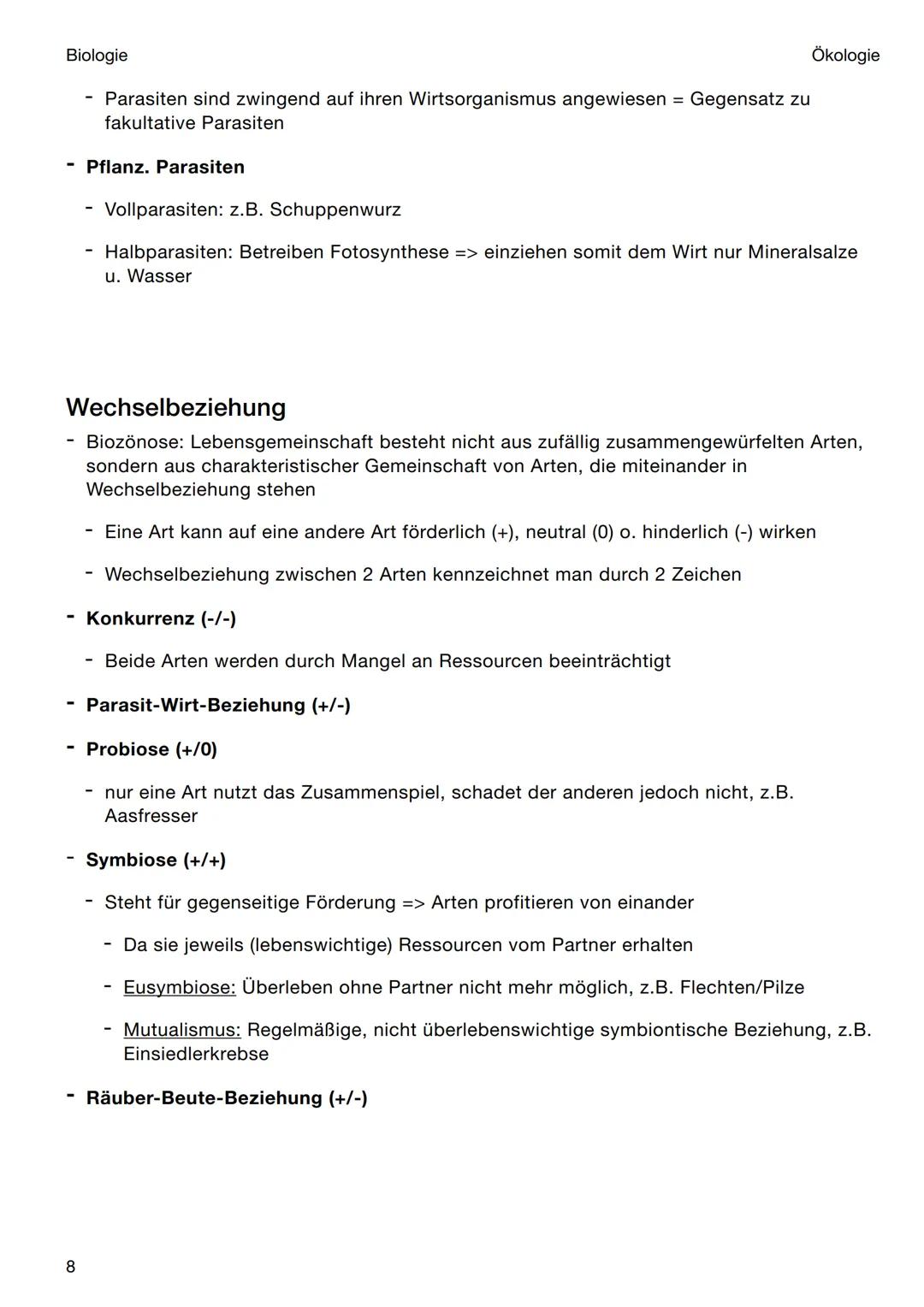 Biologie
Ökologie
Biologiebereich, der sich mit den Wechselbeziehung zwischen Organismen u. ihrer
unbelebten Umwelt befasst
- Hilft uns natü