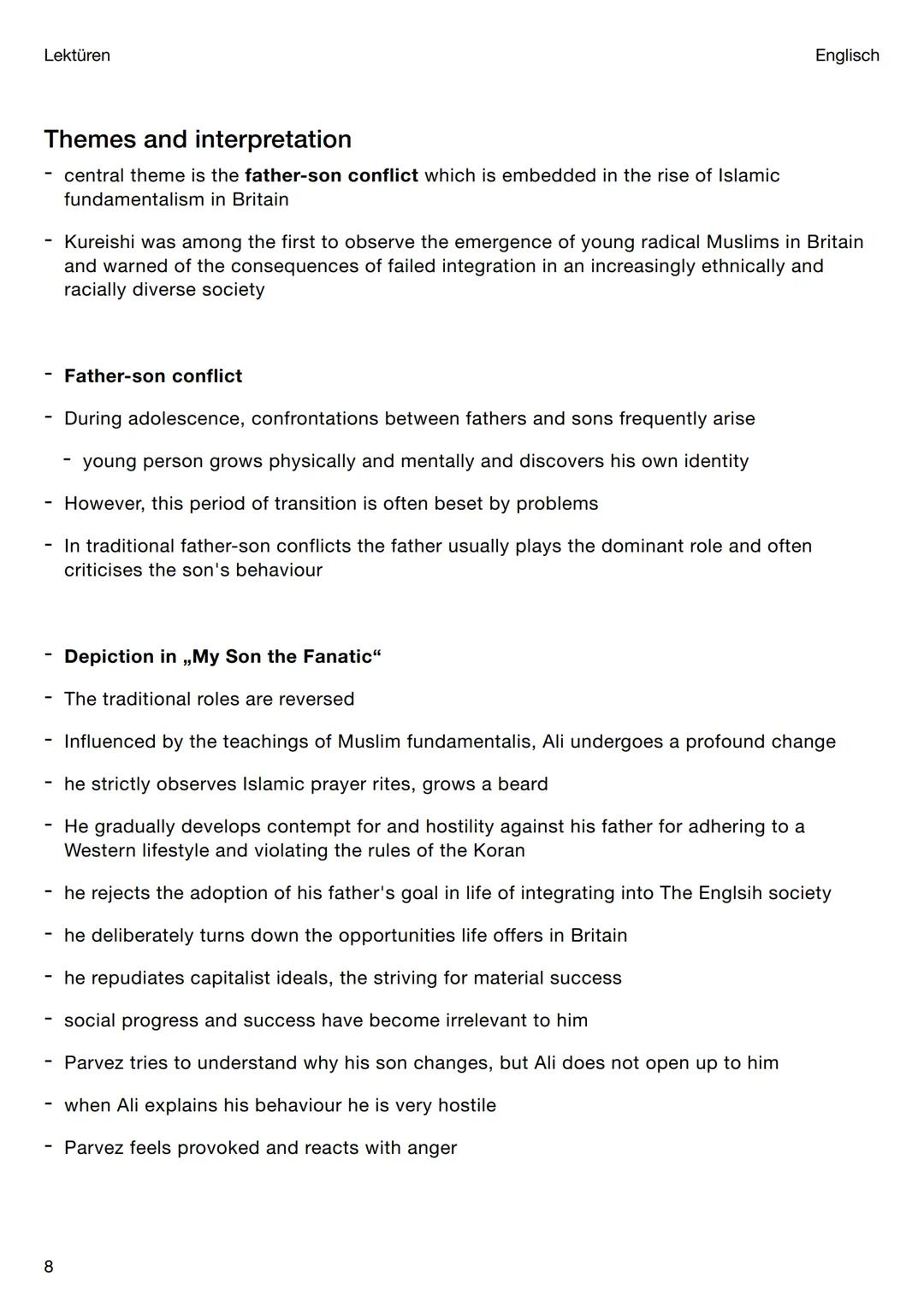 # Lektüren
# Lektüren
# My Son the Fanatic
Englisch
Key facts about the short story
- author: Hanif Kureishi (b. 1954 in London), son o