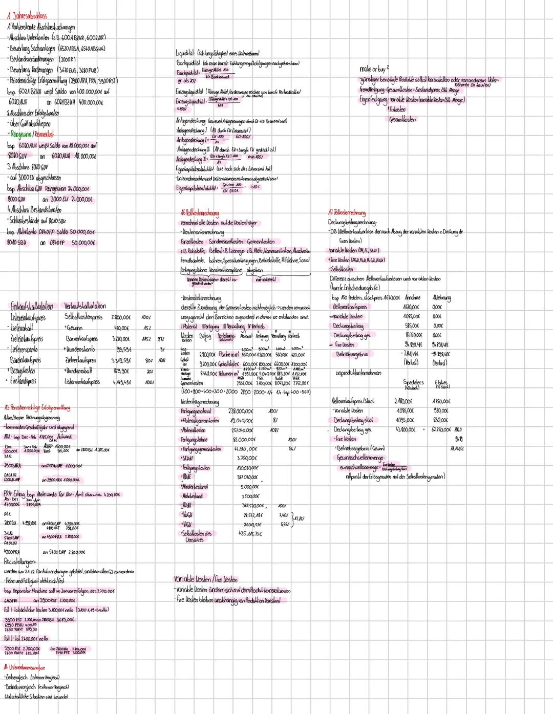 1 Jahresabschluss
A Vorberoende Abschlussbuchungen
-Abschluss Unterkonten (2.B.6001 BZUR, 6002 UR)
-Bewertung Sachanlagen (6520 ABSA, 6540 A