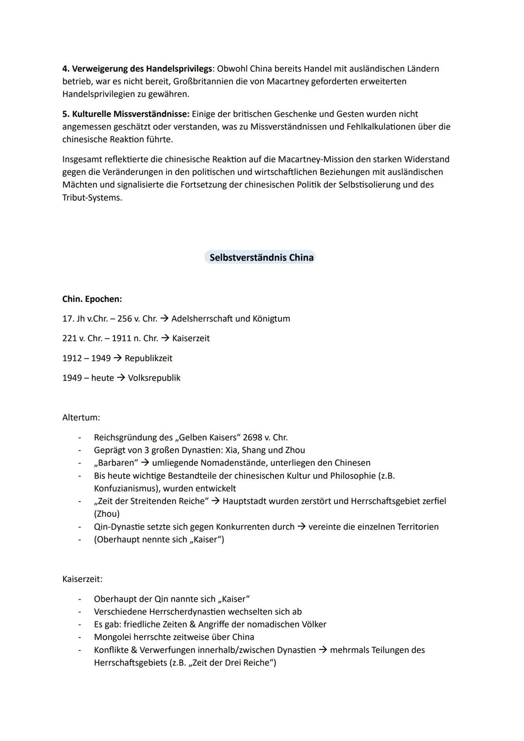 Geschichte Klausur - 12.2
Macartney-Mission:
Forderungen Großbritanniens:
Die Macartney-Mission, auch bekannt als Macartney-Embassy, war ein