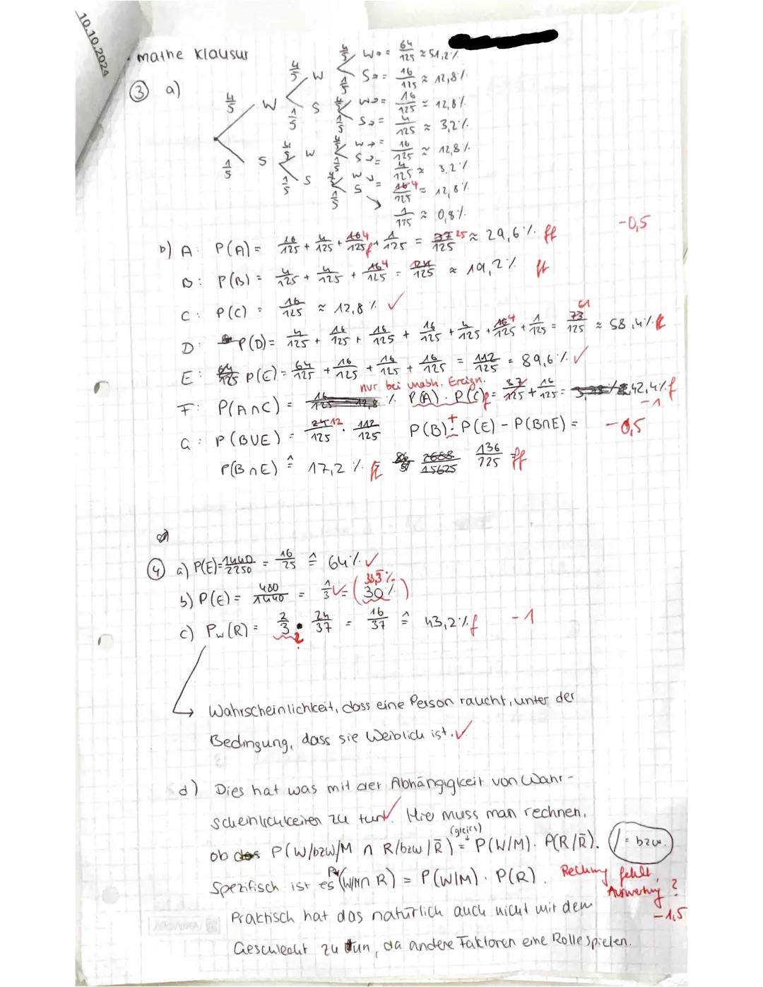 vanessa wolf
13555.
Wolf
Q3
Vor- und Nachname:,
KA Nr.1: Berechnen von Wahrscheinlichkeiten
1.KURSARBEIT
Berechnen von Wahrscheinlichkeiten