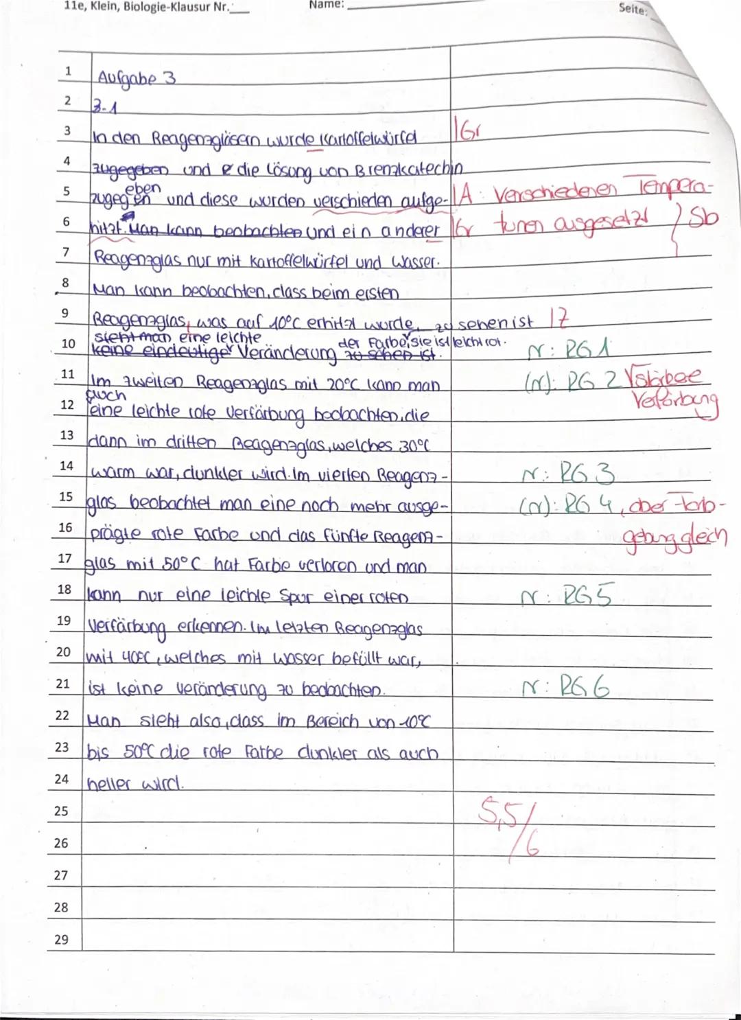Biologie-Klausur Nr. 2
Schuljahr 2023/2024, 2. Halbjahr
Name:
11
14.05.2024
Lassen Sie einen mindestens 8 cm breiten Korrekturrand. Die