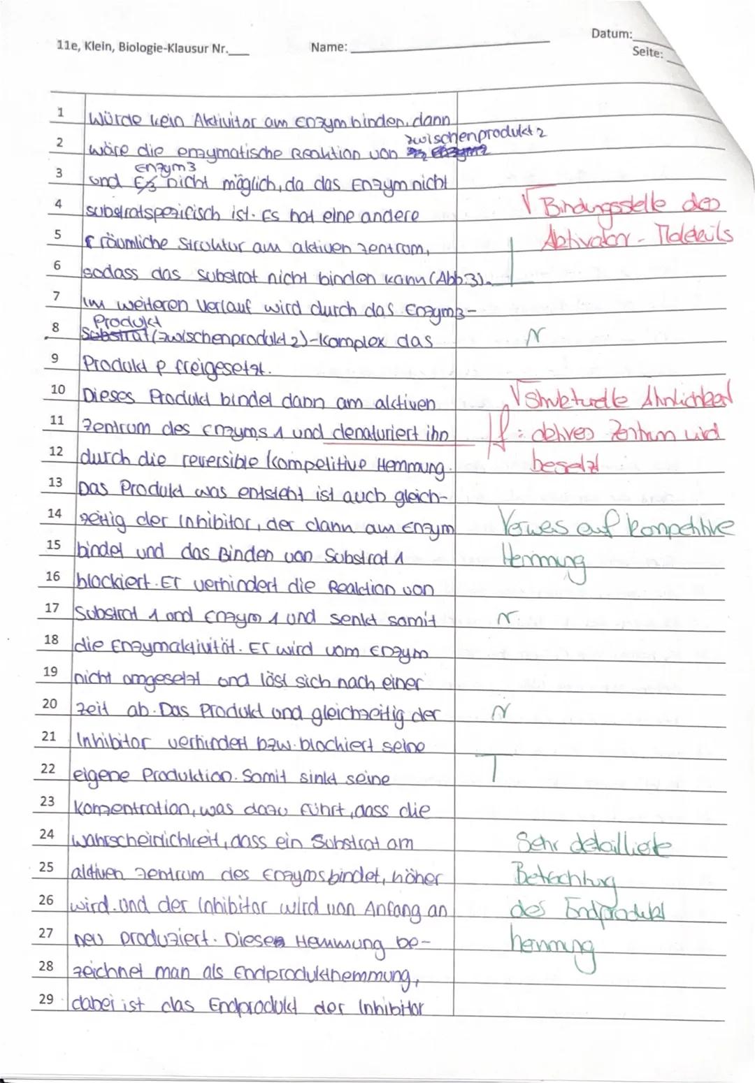 Biologie-Klausur Nr. 2
Schuljahr 2023/2024, 2. Halbjahr
Name:
11
14.05.2024
Lassen Sie einen mindestens 8 cm breiten Korrekturrand. Die