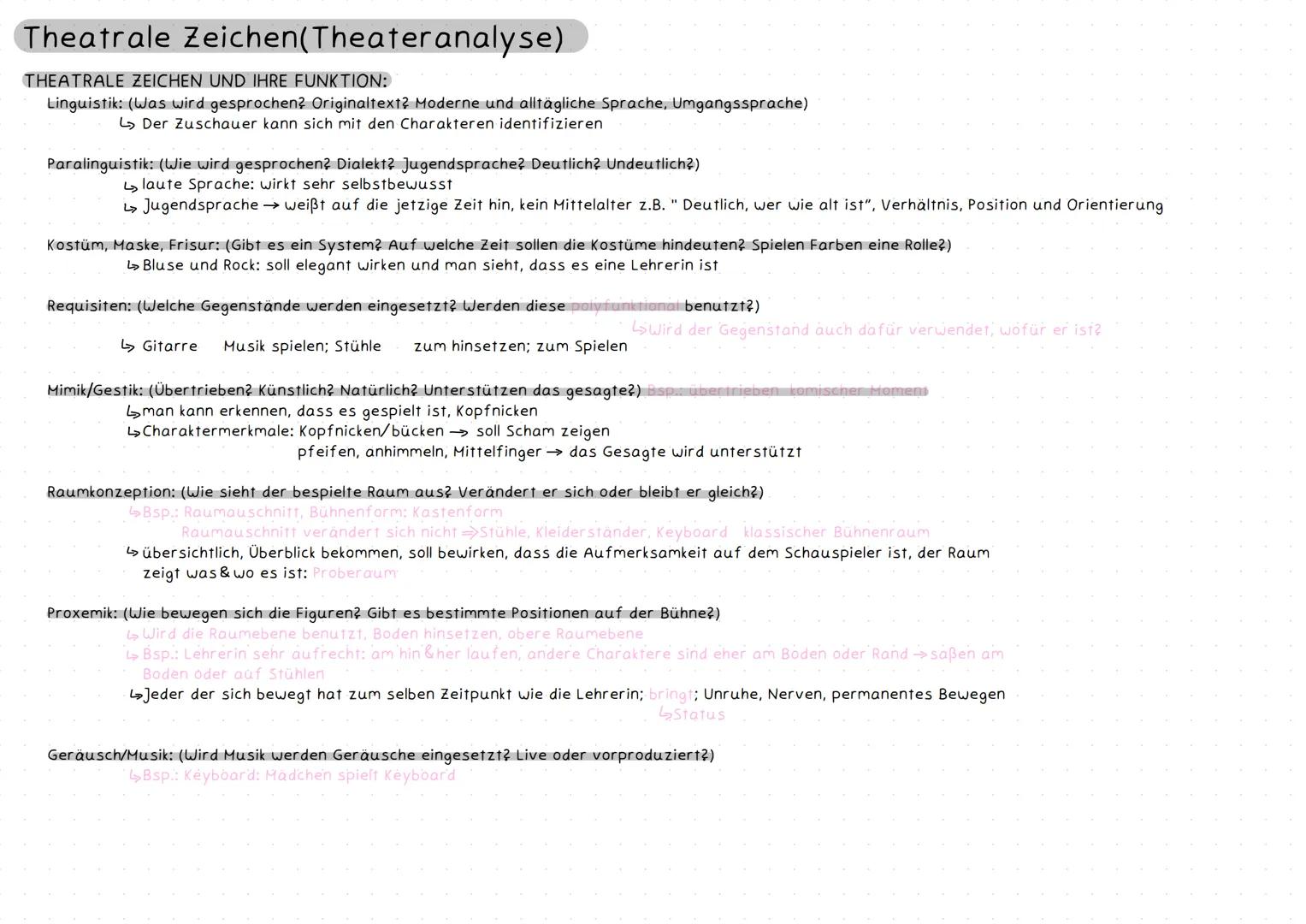 # Theatrale Zeichen(Theateranalyse)
kinetische Zeichen
Visuell
visuell
akustisch
* Mimik
* Gestik
* proxemisch
* Geräusche
*