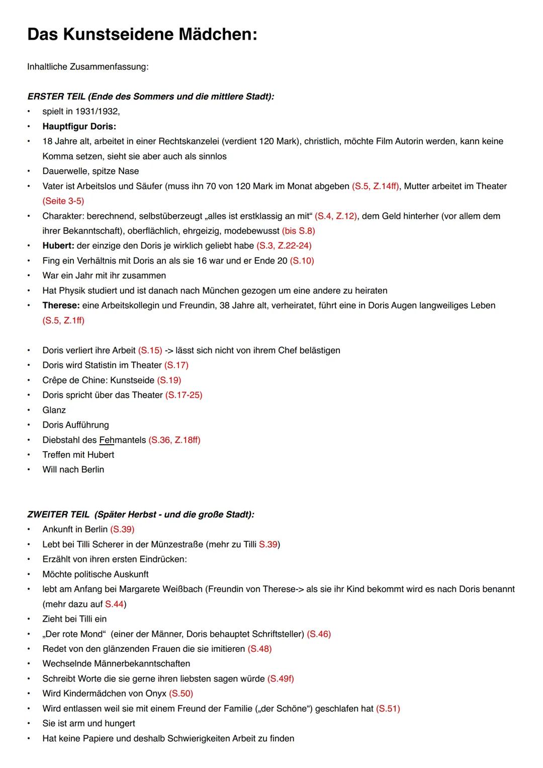 Das Kunstseidene Mädchen:
Inhaltliche Zusammenfassung:
ERSTER TEIL (Ende des Sommers und die mittlere Stadt):
spielt in 1931/1932,
Hauptfigu