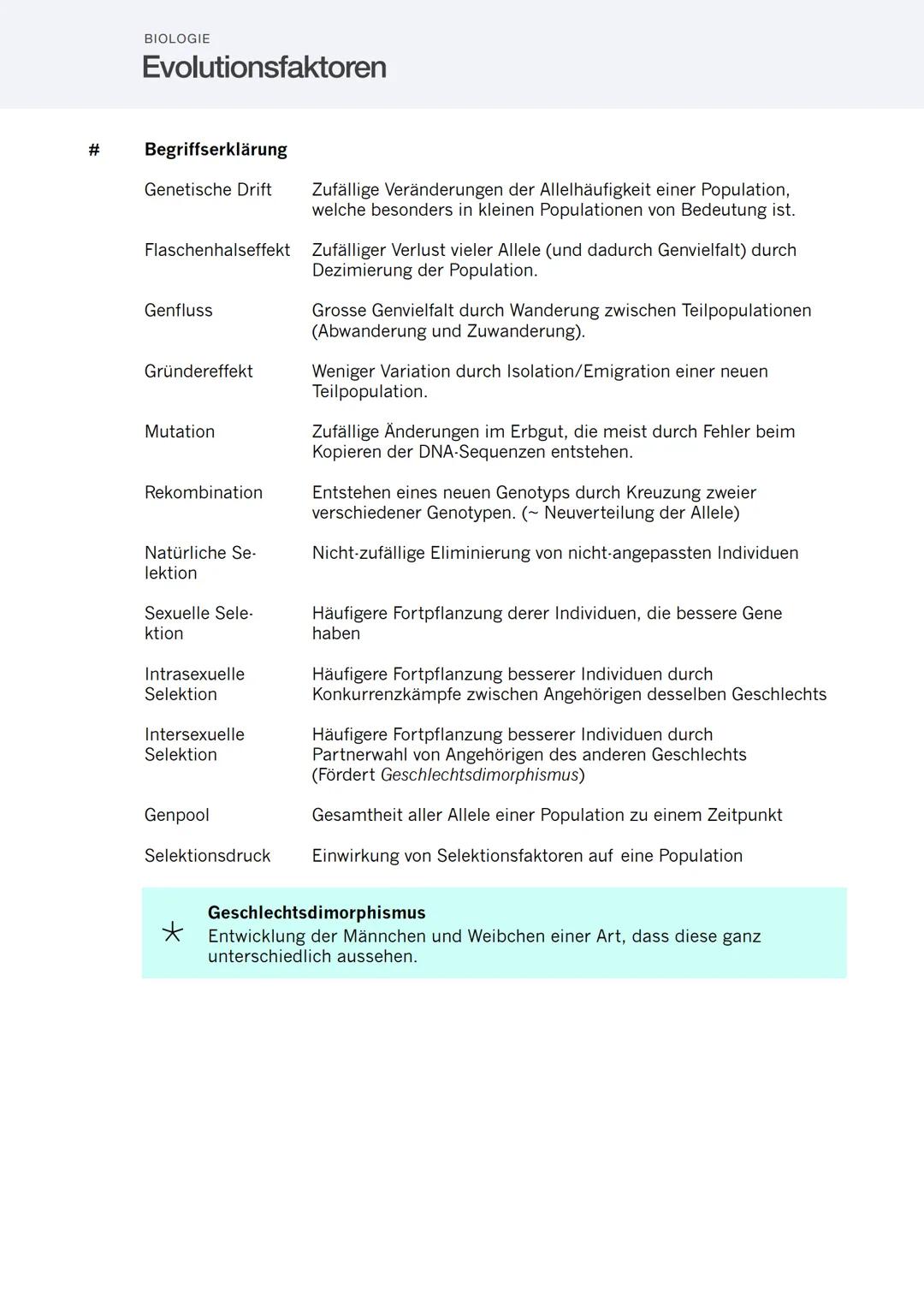 # Biologie
# Evolution
saliorel Zusammenfassungen
Semesterprüfung
Freitag, 17. Juni 2016
- Evolutionstheorien Lamarck/Darwin
- Evolution