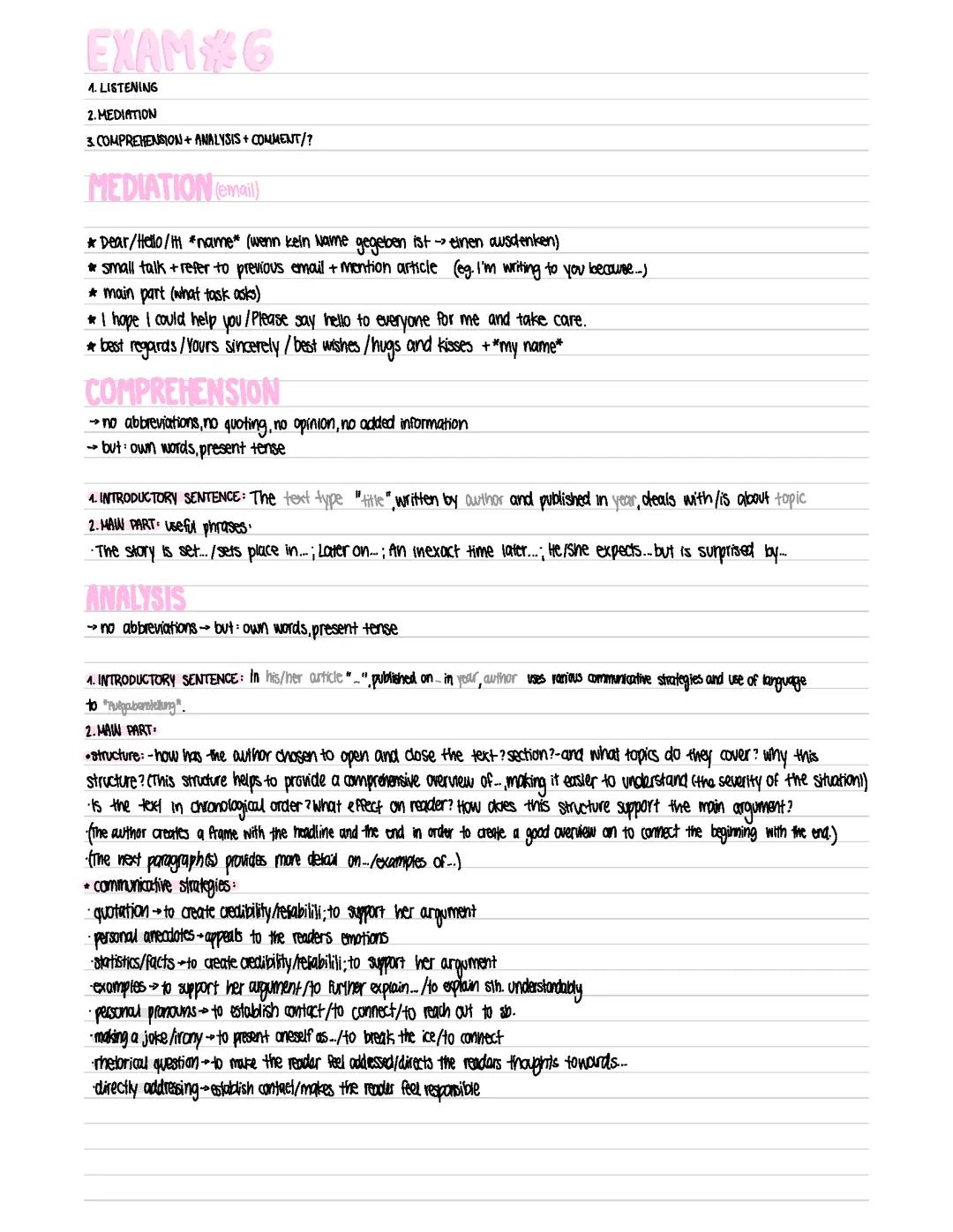 Englisch Klausur Lernzettel