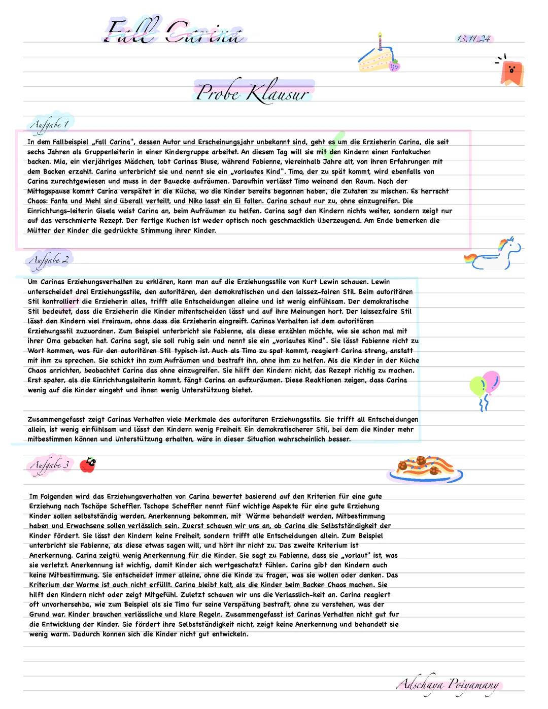 Pädagogik Probe klausur EF