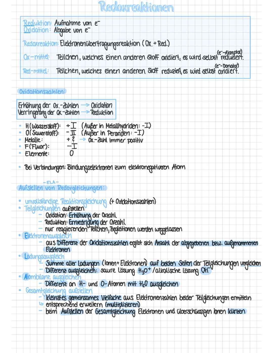 Redoxreaktionen - Chemie LK/GK