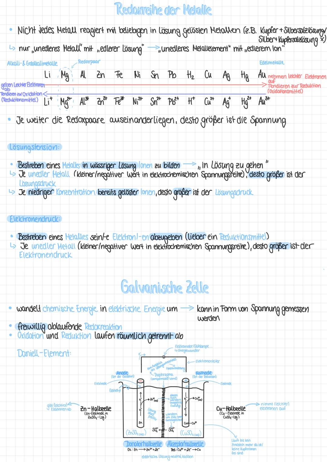 Redoxreaktionen
Reduktion: Aufnahme von e-
Oxidation: Abgabe von e-
Redoxreaktion: Elektronenübertragungsreaktion (Ox. + Red.)
(e--Akzeptor)