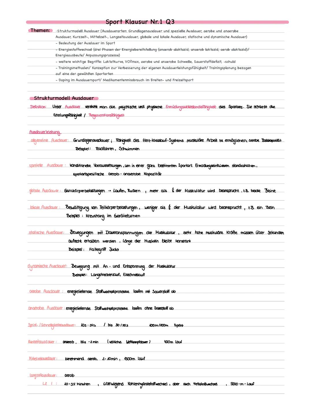 Sport LK Ausdauer und Doping