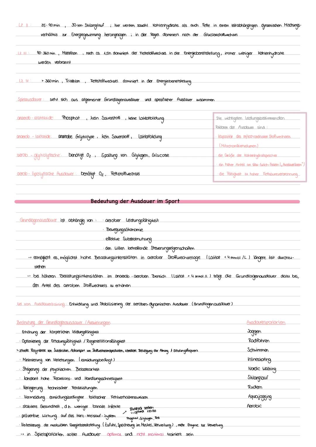 Sport Klausur Nr.1 Q3
Themen: -Strukturmodell Ausdauer (Ausdauerarten: Grundlagenausdauer und spezielle Ausdauer, aerobe und anaerobe
Ausdau