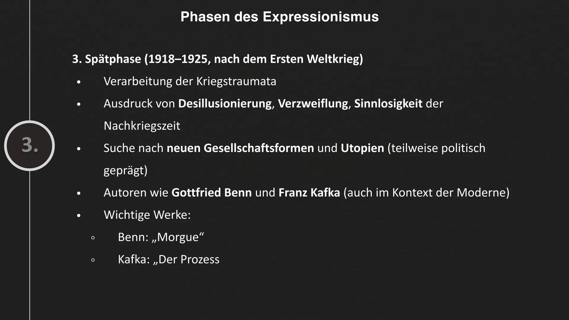 # Expressionis
mus Inhalts
angabe
01 Definition und Zeitraum
02 Historischer Hintergrund
03 Phasen des
Expressionismus
04 Motive und Themen