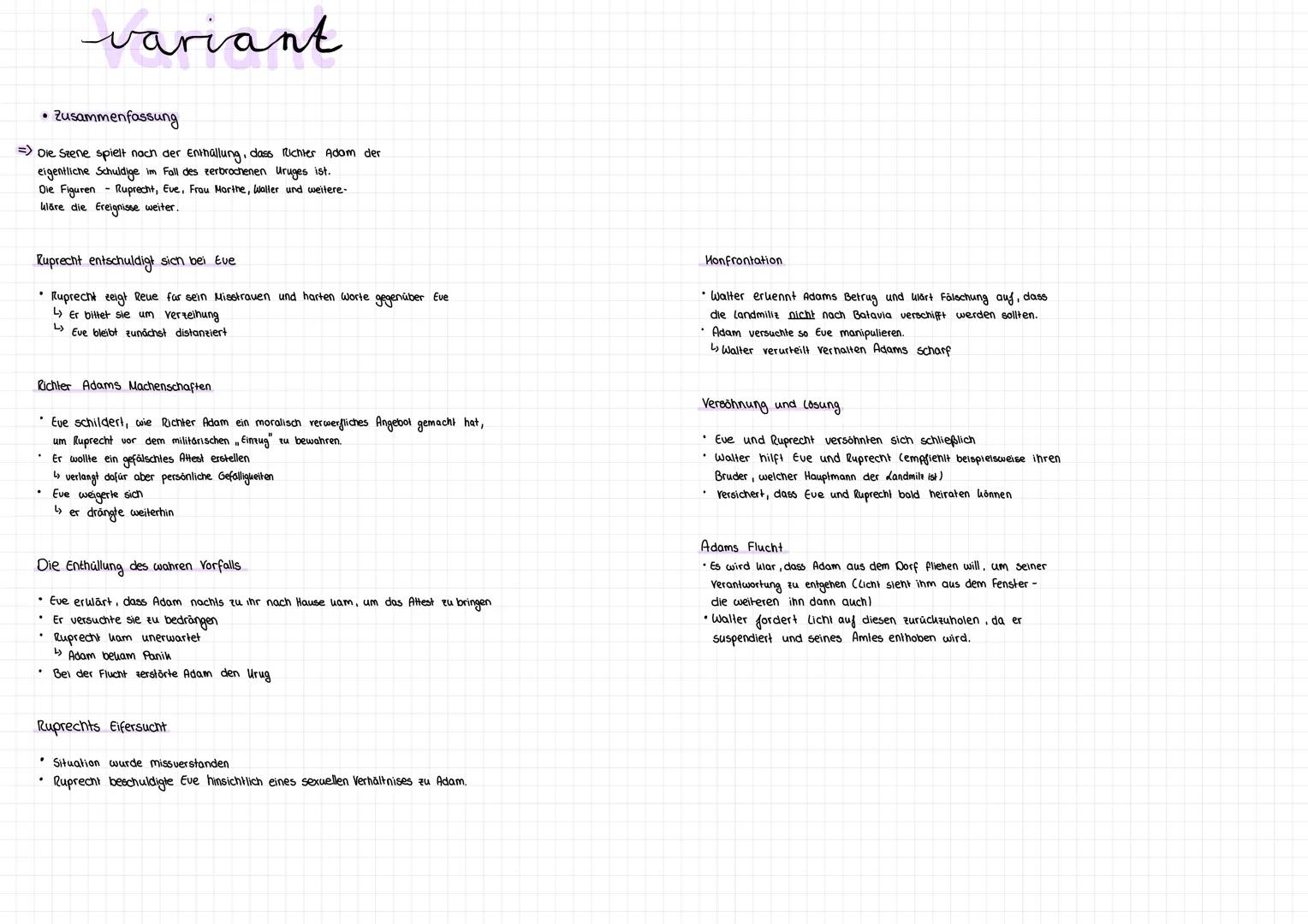 variant
Zusammenfassung
=>Die Szene spielt nach der Enthüllung, dass Richter Adam der
eigentliche Schuldige im Fall des zerbrochenen Uruges