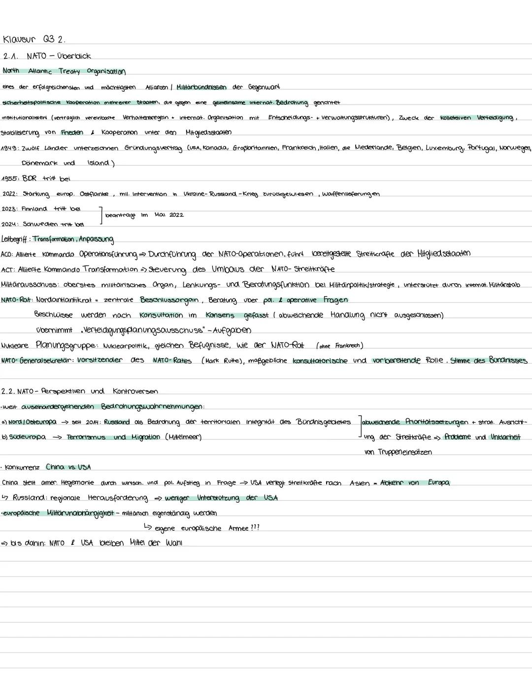 Klausur Q3 2.
Λ.Λ
UNO
Institutionen und Aufgaben
heute 193 Staaten (außer Vatikan).
24.10.1945 51 Staaten
Ziele und Prinzipien
Frieden durch