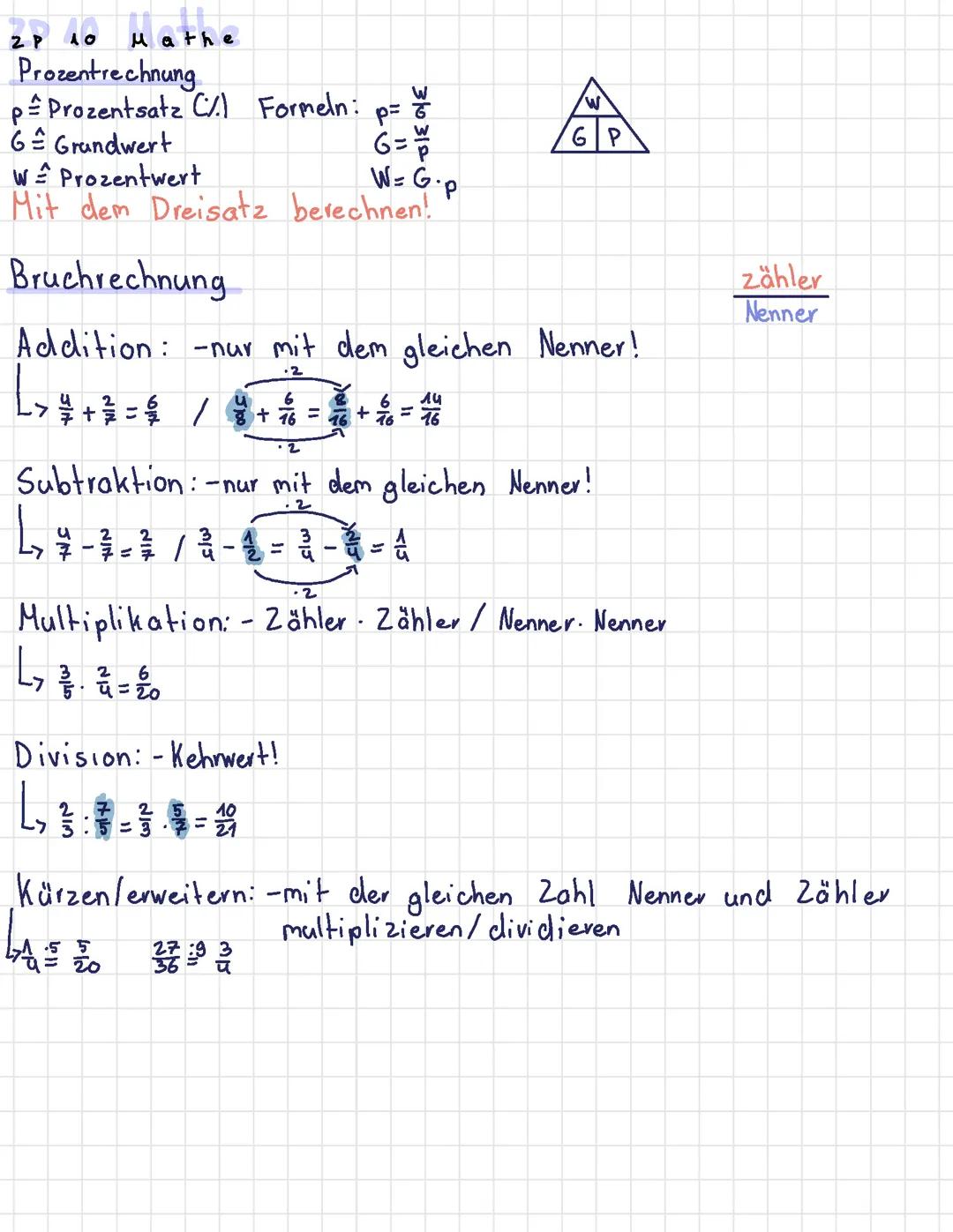 ZP 10 Mathe Zusammenfassungen