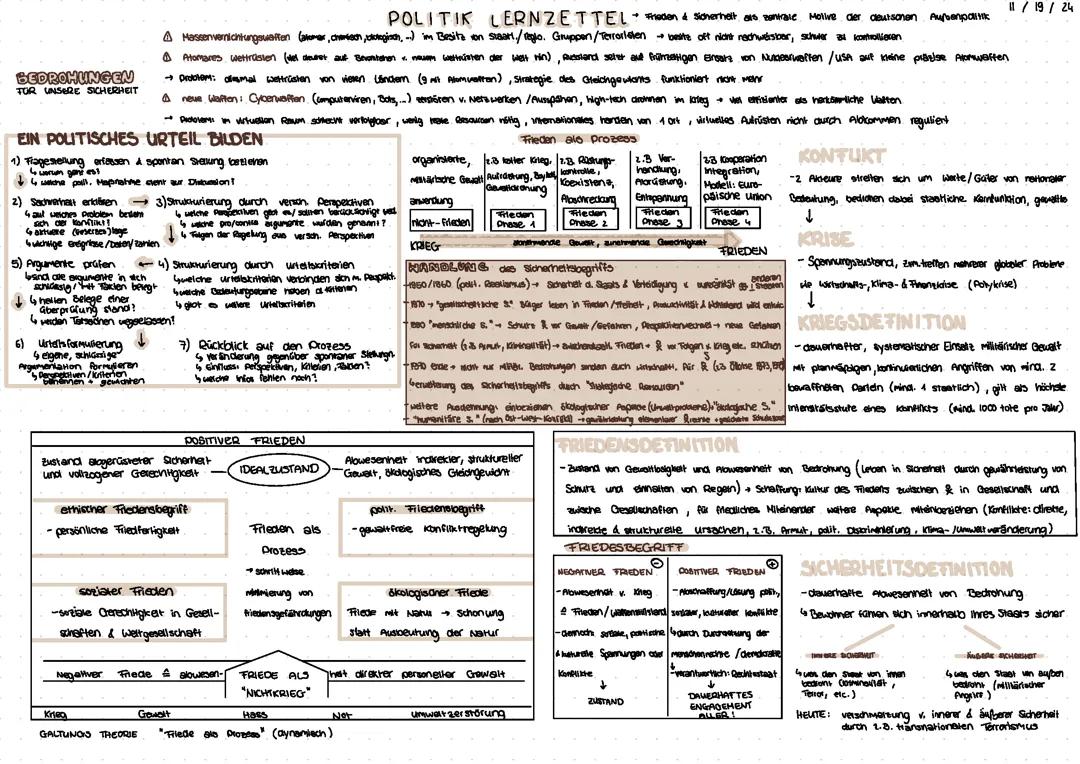 Politik und Gesellschaft Lernzettel, Q12/1: Deutsche Außenpolitik, Sicherheit, Freiheit, Krieg