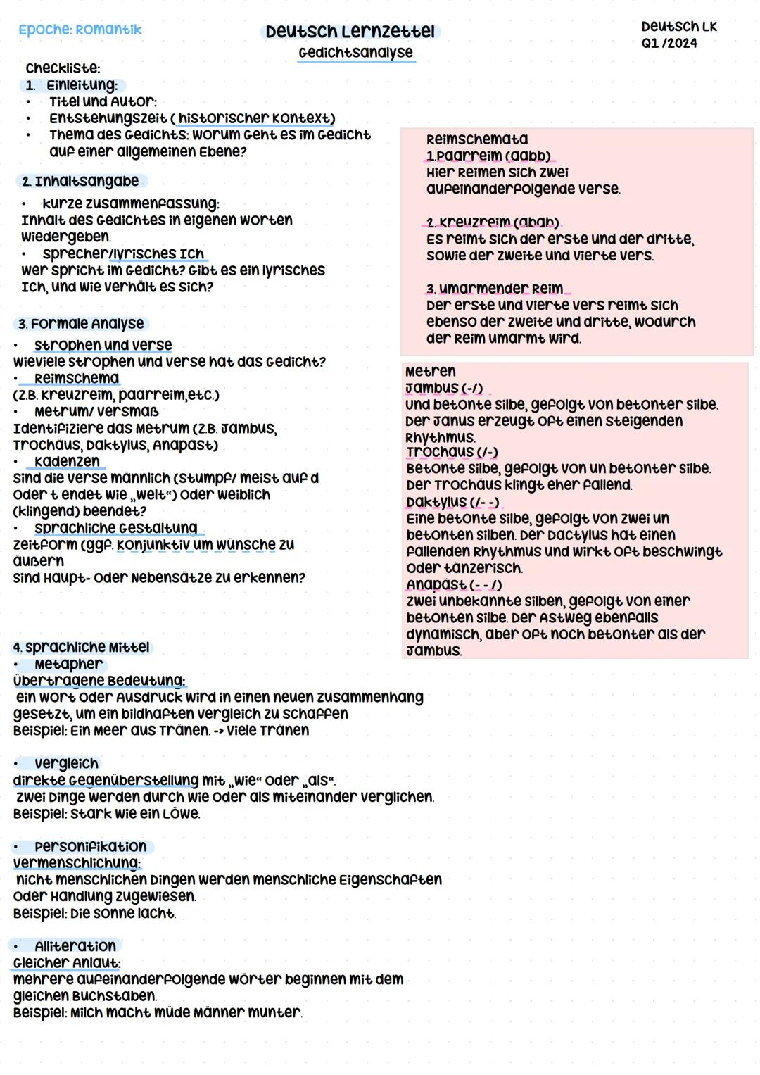 Gedichtsanalyse Vorgehen
