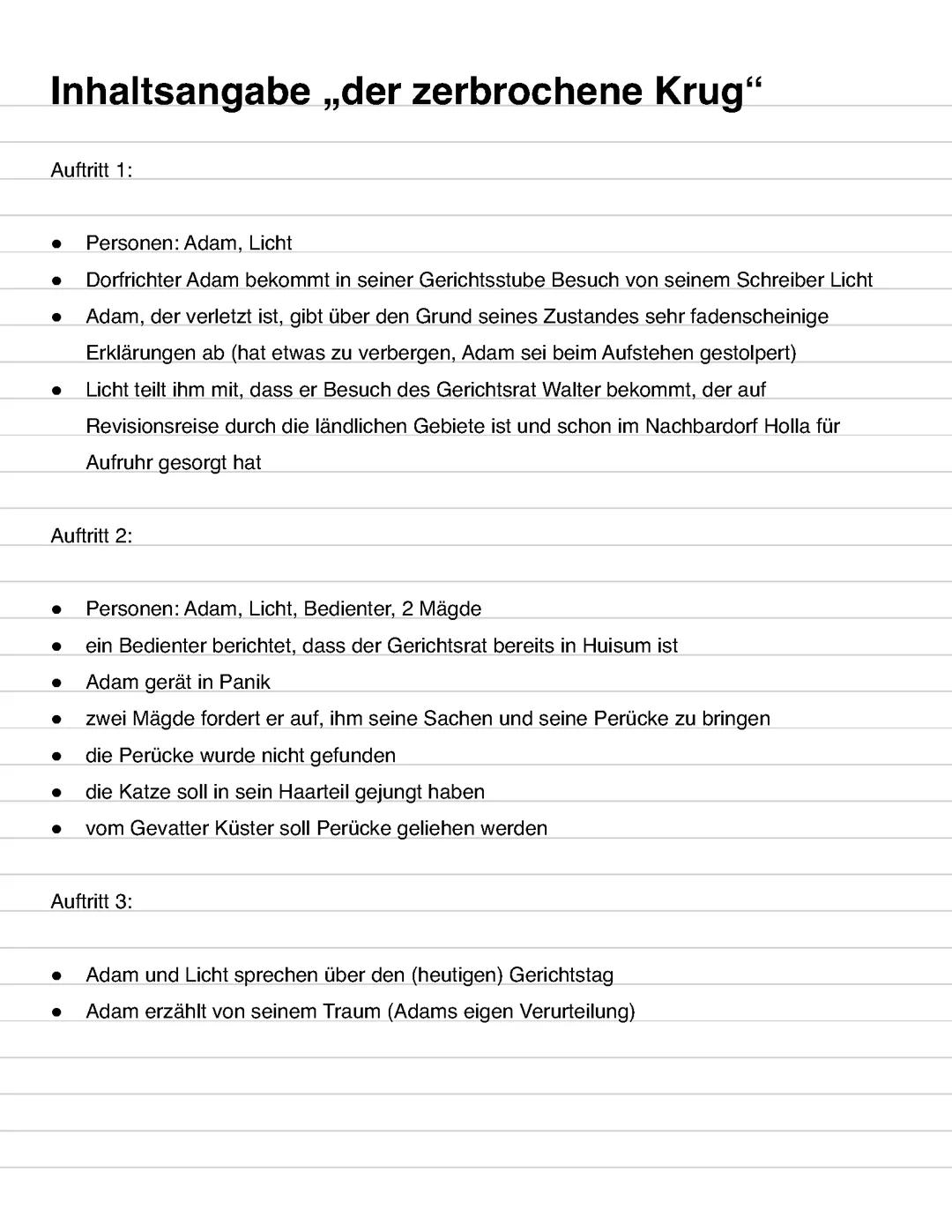 Zusammenfassung „Der zerbrochene Krug“