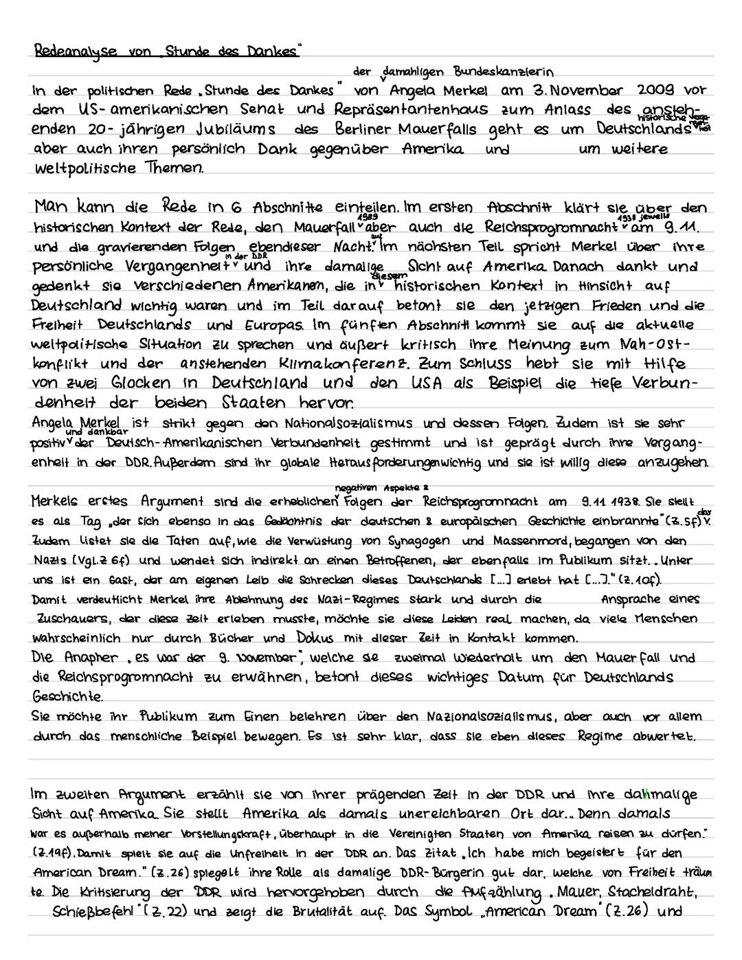 Redeanalyse „Stunde des Dankes“ von Angela Markel