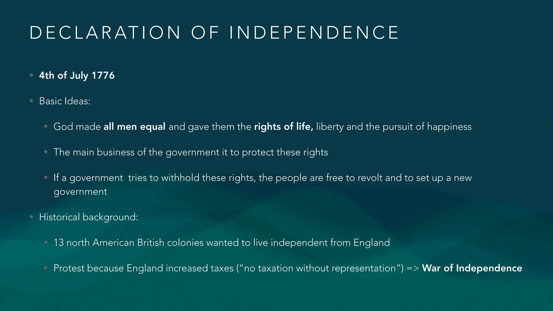 JOEY, TALIA & CHIARA
THE AMERICAN DREAM CONTENT
• What is the American Dream
• Historical background
• Declaration of Independence
• Ci