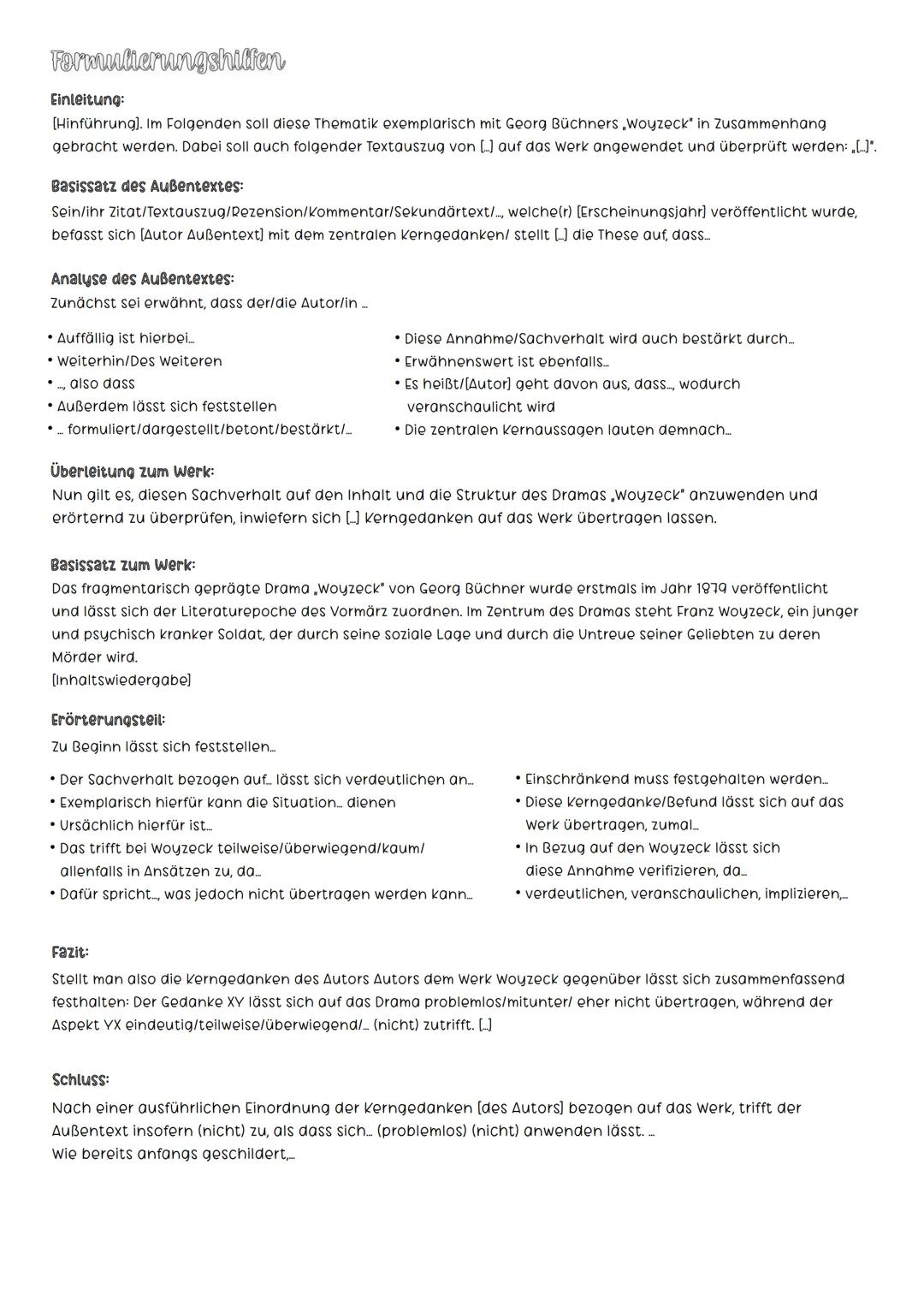 Wegscals
I Literarische Erörterung
Aufbau literarische Erörterung
1 Einleitung:
⚫Hinführung
ausgerichtet auf Thema des Außentextes
• Basissa