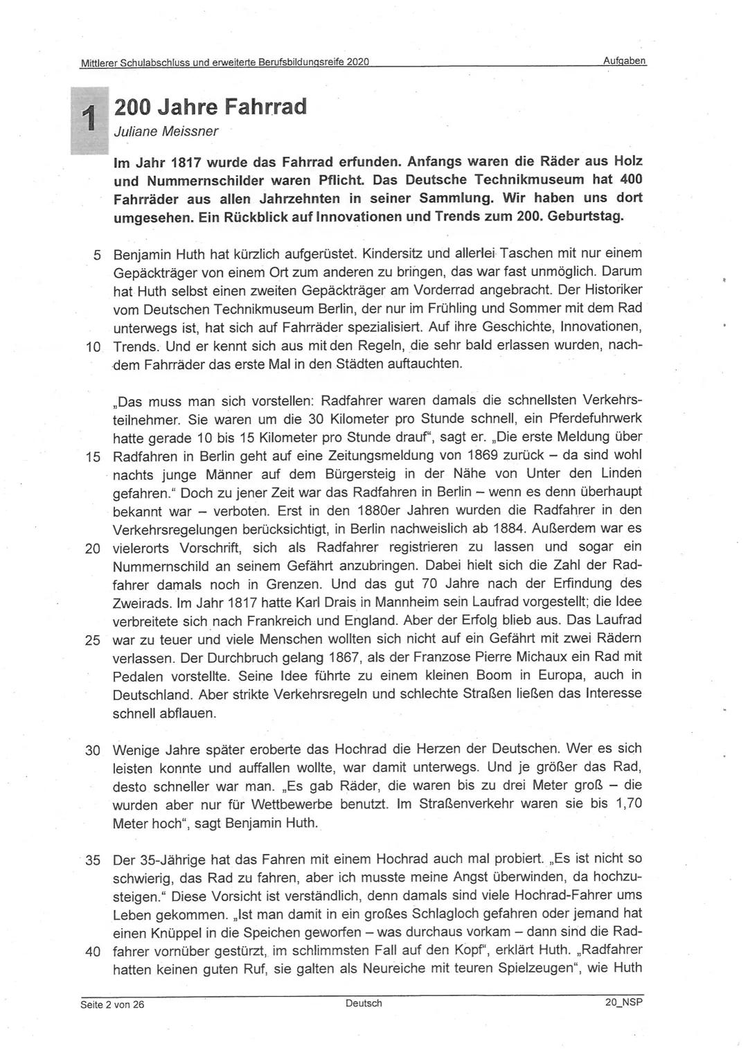 beBerlin
Senatsverwaltung für Bildung, Jugend und Familie
Schriftliche Prüfungsarbeit
zur erweiterten Berufsbildungsreife und
zum mittleren