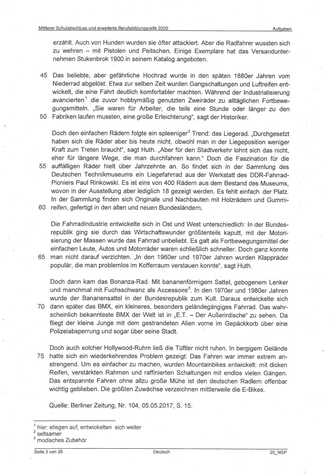 beBerlin
Senatsverwaltung für Bildung, Jugend und Familie
Schriftliche Prüfungsarbeit
zur erweiterten Berufsbildungsreife und
zum mittleren
