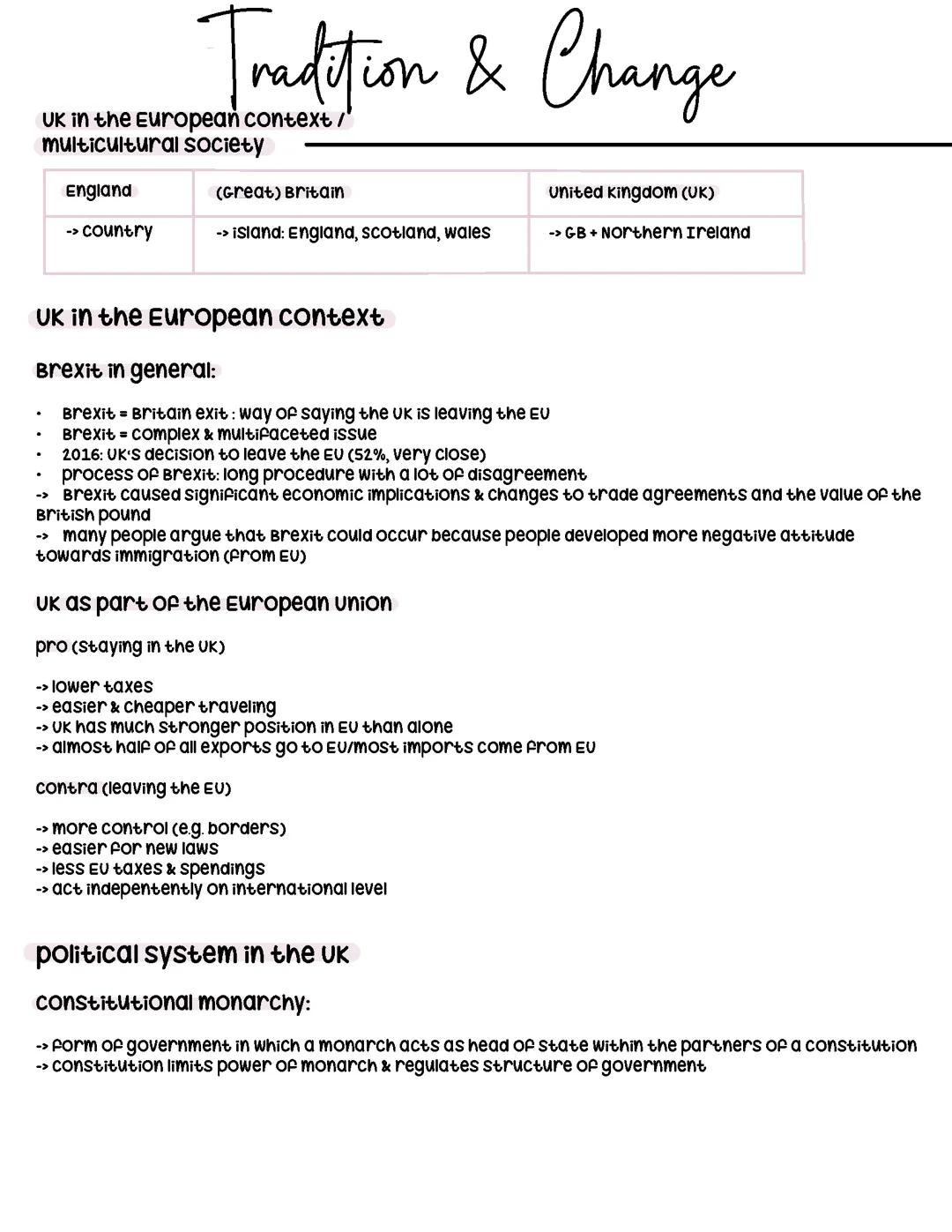 Tradition & Change - Lernzettel