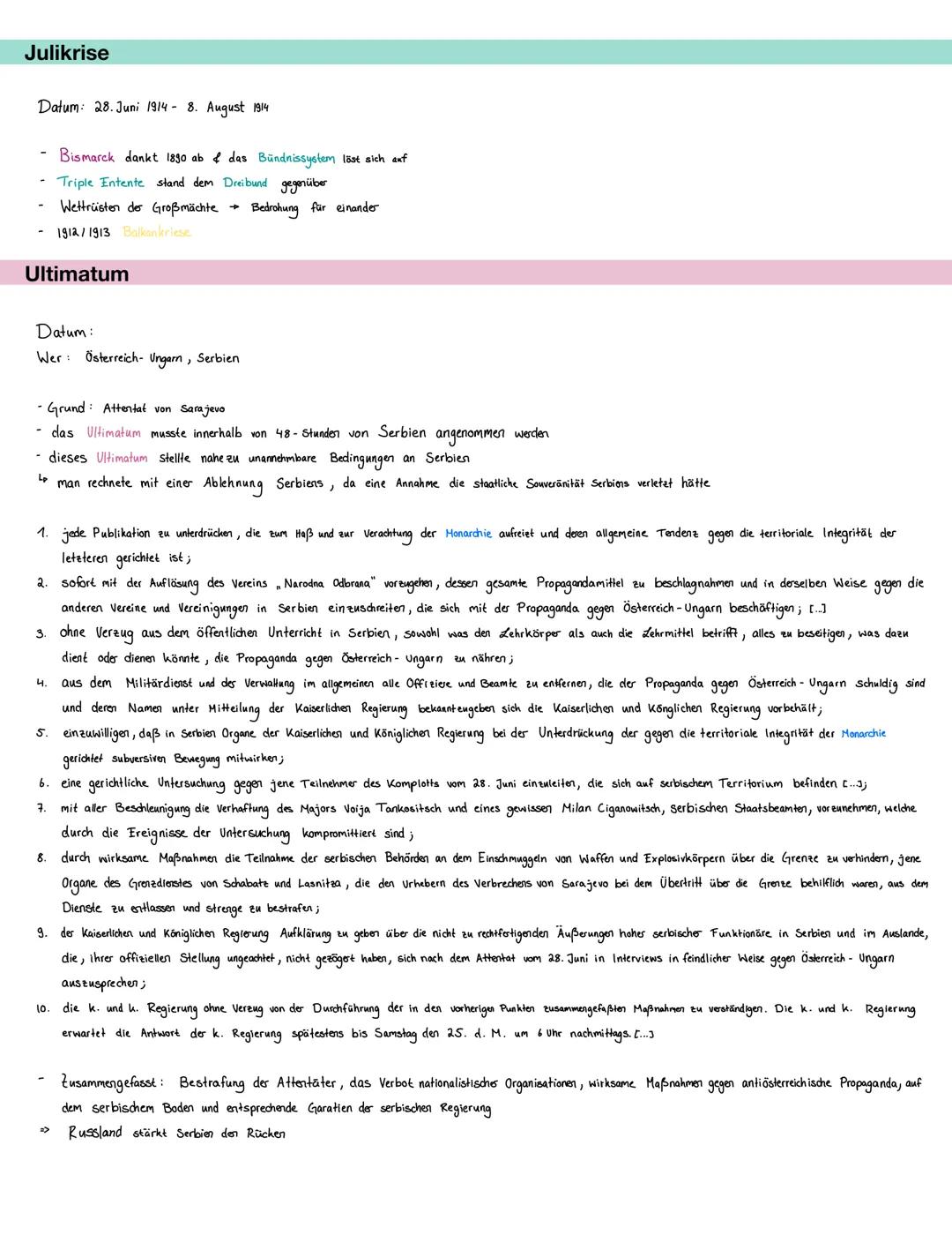 LERNZETTEL
ERSTER WELTKRIEG
Attentat von Sarajevo
Datum: 28. Juni 1914
- gilt als entscheidener Auslöser des Ersten Weltkrieges
- der österr