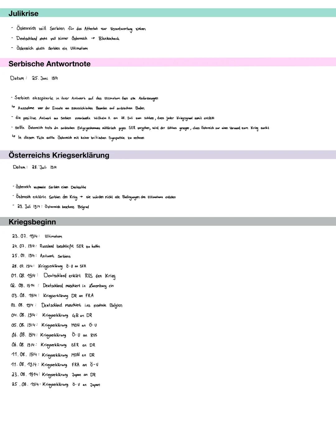 LERNZETTEL
ERSTER WELTKRIEG
Attentat von Sarajevo
Datum: 28. Juni 1914
- gilt als entscheidener Auslöser des Ersten Weltkrieges
- der österr