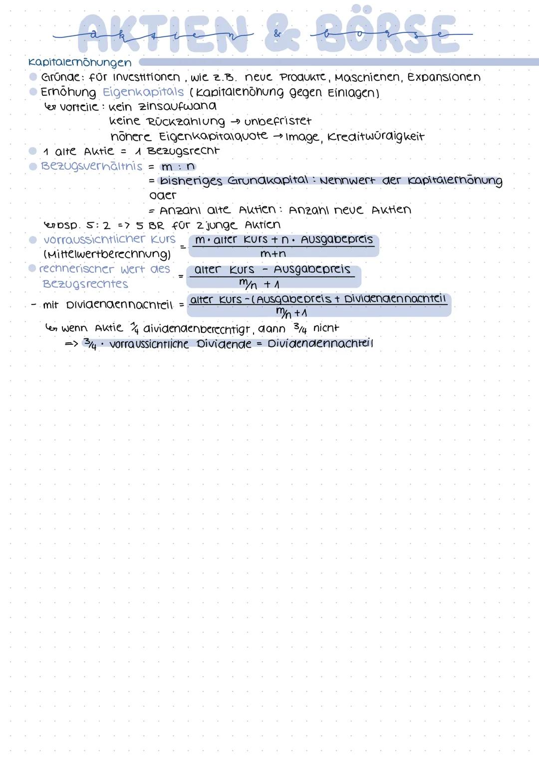AKTIEN & BORSE
Rechte der Aktionäre
Problem: Trennung Kapital & Geschäftsführung vorstand
evorstand trifft operative Entscheidungen
→Aktionä