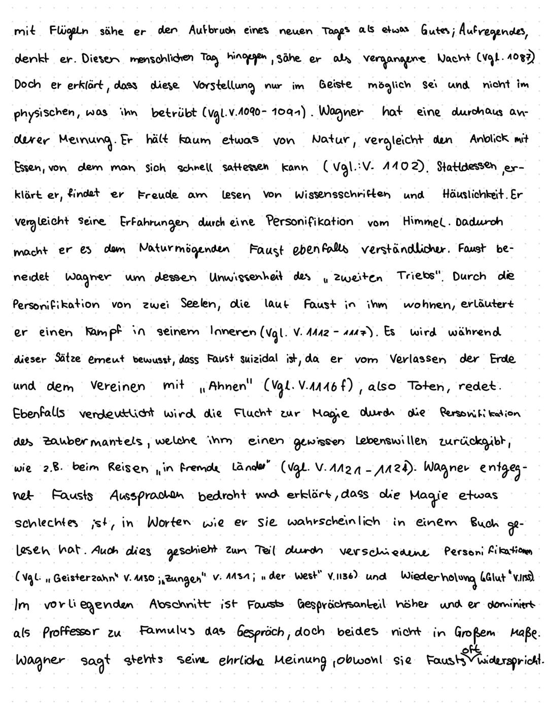 1. Verfasse zur Szene (Faust-Wagner, S. 38, V. 1064 bis
S.40, Z. 1144) eine Dialoganalyse. Berücksichtige
Fausts Seelenzustand und die Bedeu