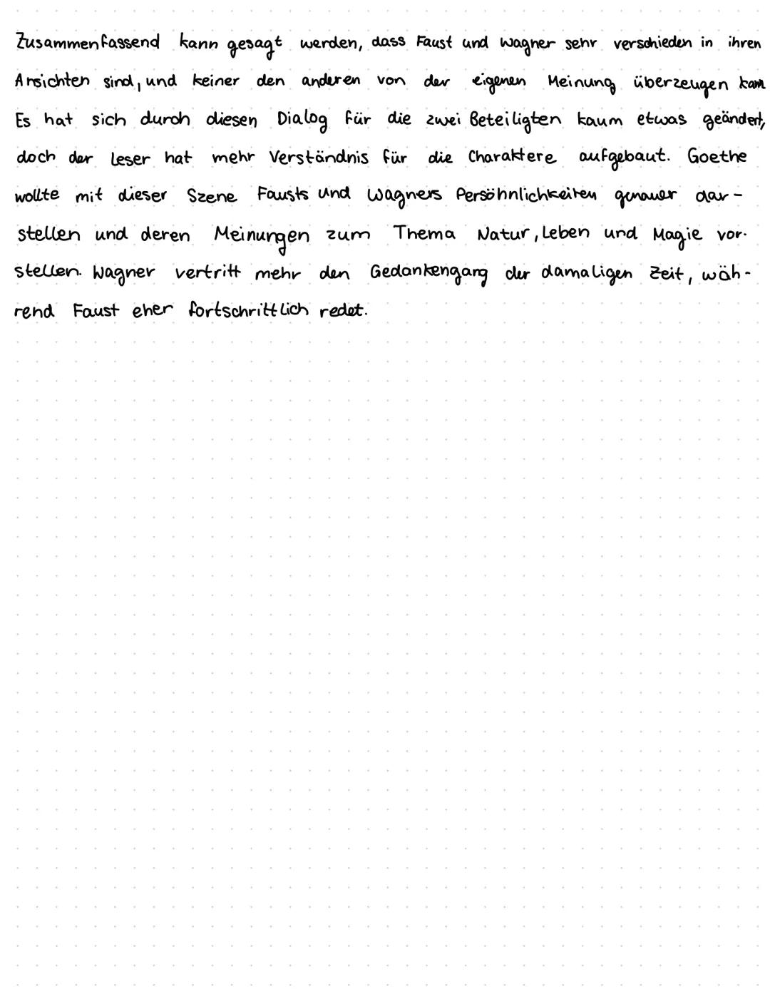 1. Verfasse zur Szene (Faust-Wagner, S. 38, V. 1064 bis
S.40, Z. 1144) eine Dialoganalyse. Berücksichtige
Fausts Seelenzustand und die Bedeu
