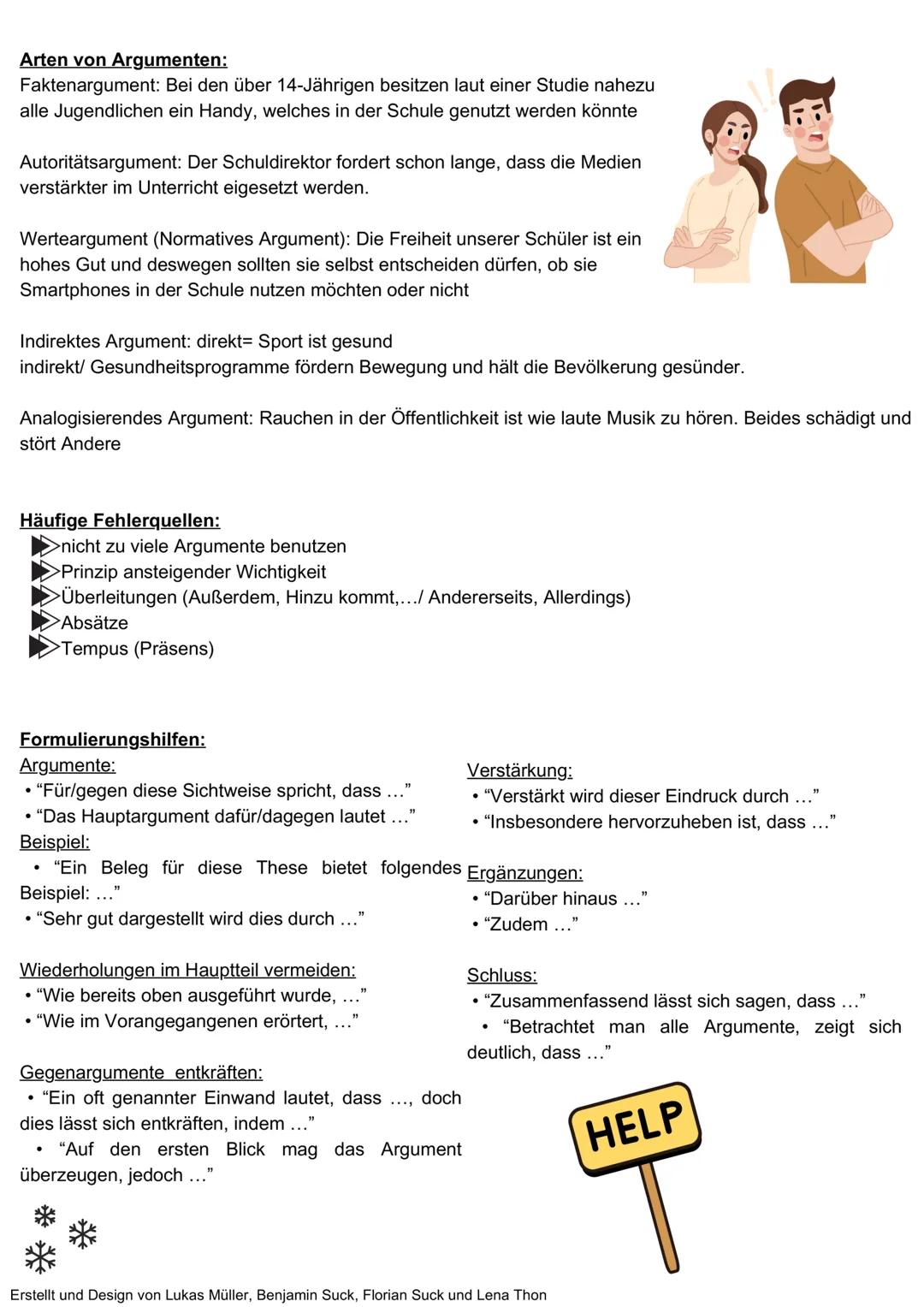 Argumentation
Was ist eine Argumentation?
Das Ziel einer Argumentation ist, von einer Meinung zu überzeugen. Dabei
werden Pro- und Contra-Ar