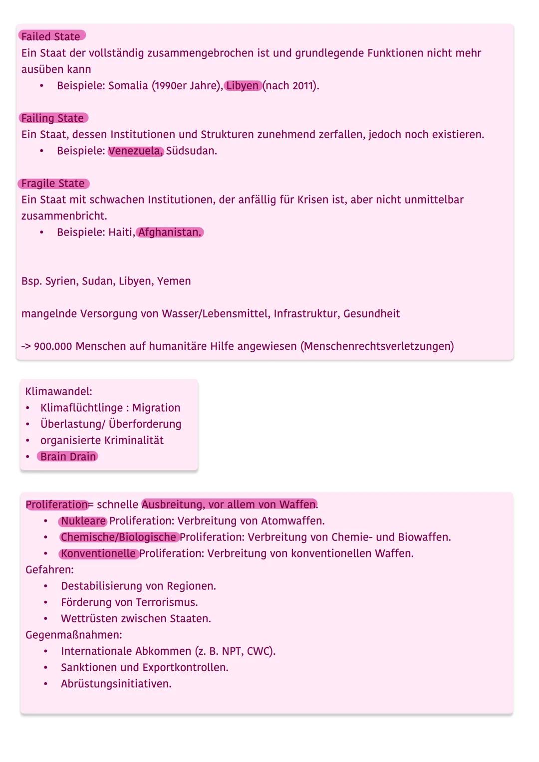1.1 Frieden und Sicherheit
Zentrale sicherheitspolitische
Herausforderungen des 21. Jahrhunderts
Räume Fragiler Staatlichkeit:
•
•
•
Staate