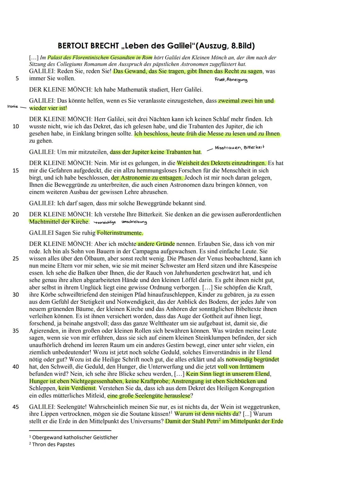 Robert-Schuman-Europaschule Willich
Deutsch MOEL
XX
2. Klausur, 2. Halbjahr
Textgrundlage: Bertolt Brecht - Leben des Galilei
Bild 8 (gekürz
