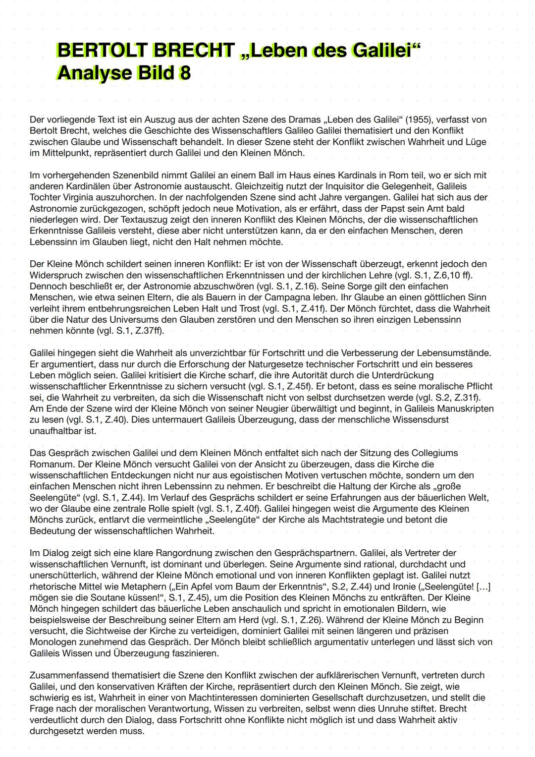 Robert-Schuman-Europaschule Willich
Deutsch MOEL
XX
2. Klausur, 2. Halbjahr
Textgrundlage: Bertolt Brecht - Leben des Galilei
Bild 8 (gekürz