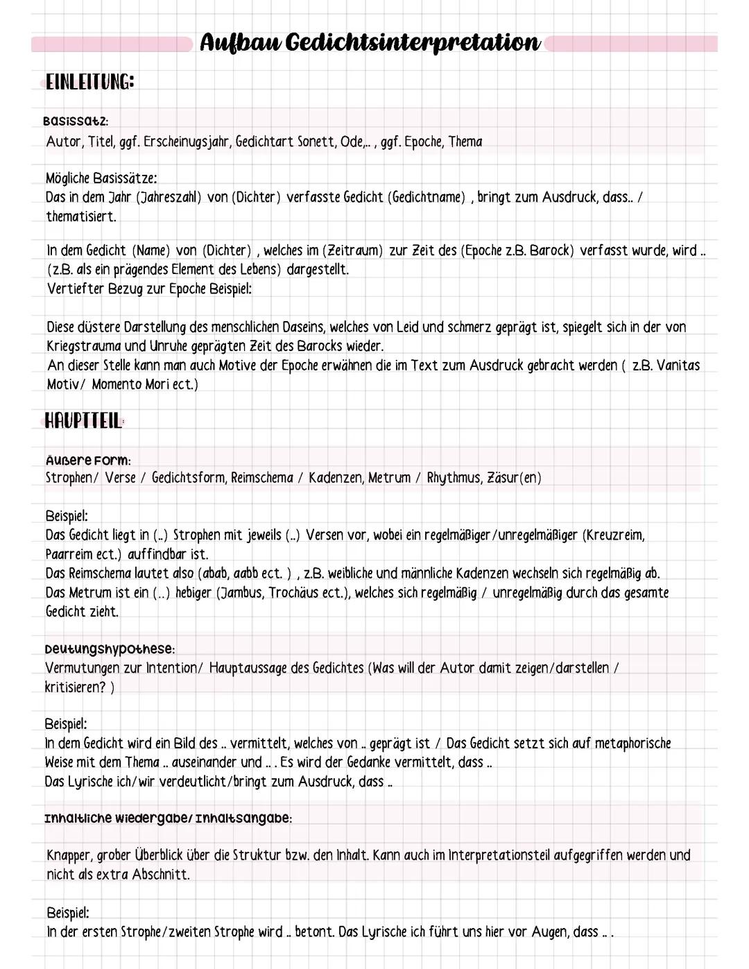 Aufbau Gedichtsinterpretation