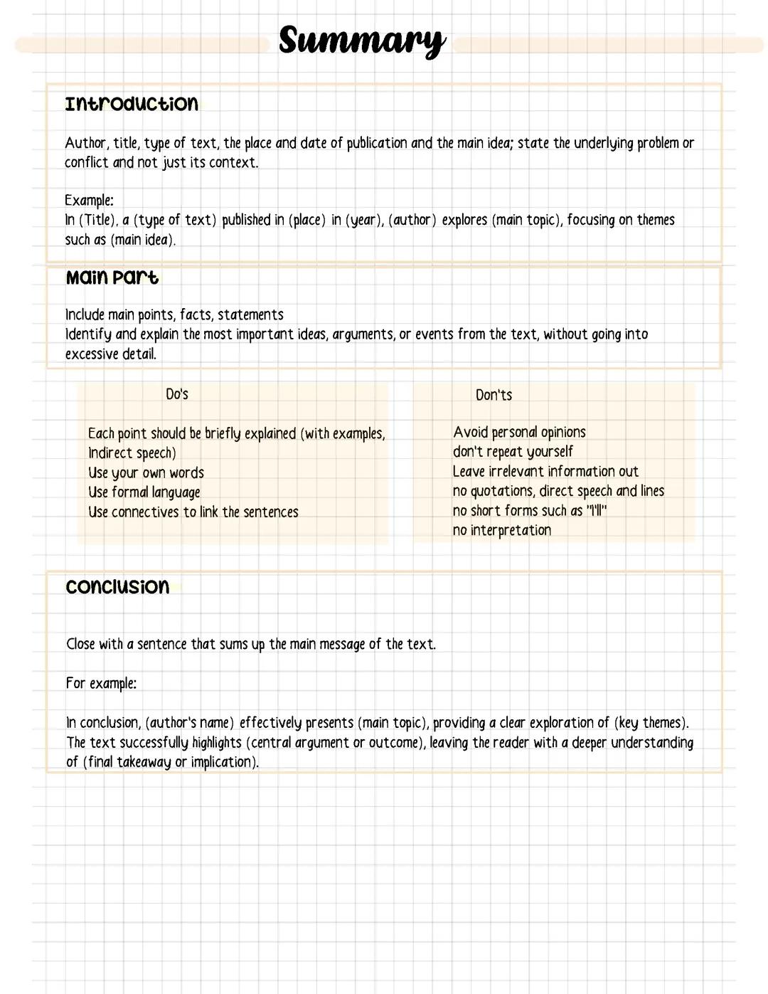 Summary Englisch schreiben