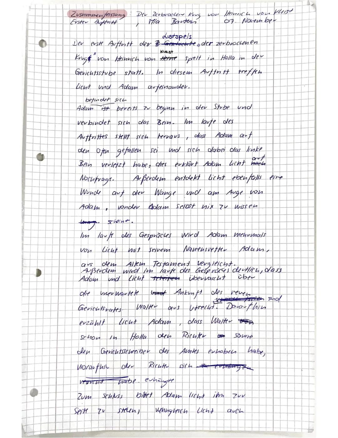 Zusammenfassung. Der Zerbrocient Kuug
Erster Auftritt
Mia
Barter
Lustspiels
vor Hinrich von Klist
07. November
Der erste Auftritt des & Genn