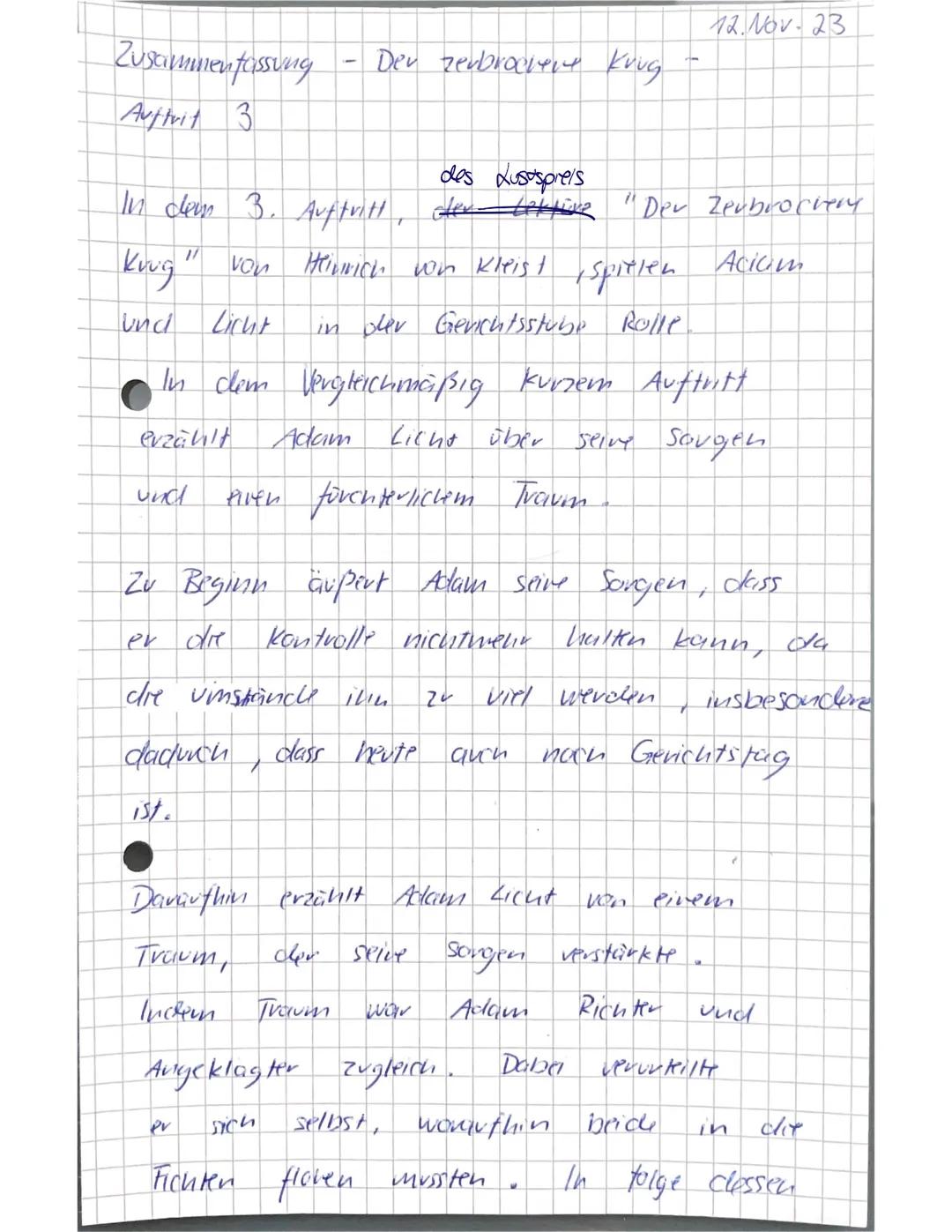 Zusammenfassung. Der Zerbrocient Kuug
Erster Auftritt
Mia
Barter
Lustspiels
vor Hinrich von Klist
07. November
Der erste Auftritt des & Genn
