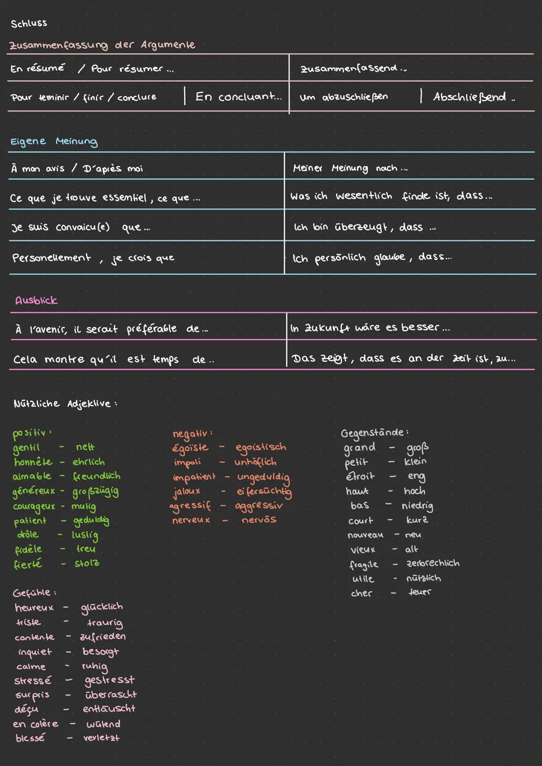 COMMENTAIRE PERSONNEL
Formulierungen:
Einleitung:
Französisch
Dans les médias, on parle beaucoup en ce mom-
ent de + Nomen
Pour trouver