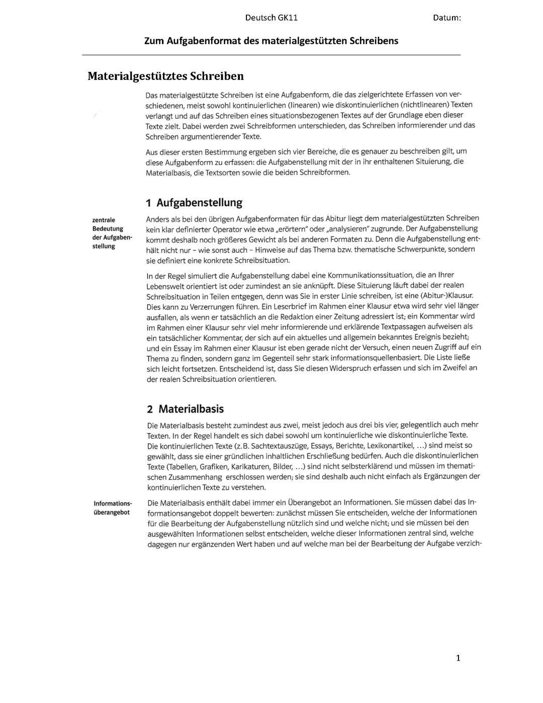 Materialgestütztes Schreiben