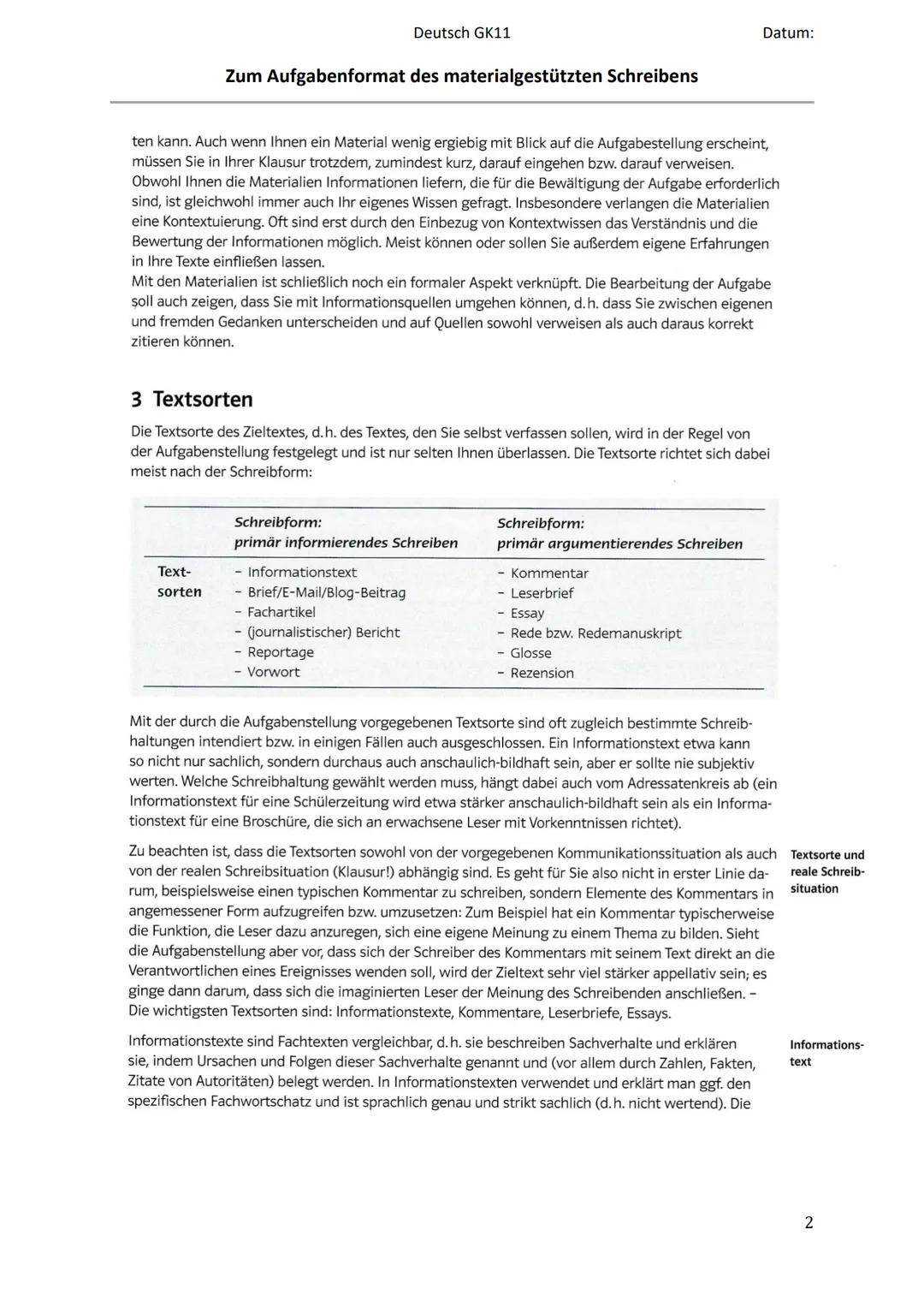 Deutsch GK11
Zum Aufgabenformat des materialgestützten Schreibens
Materialgestütztes Schreiben
zentrale
Bedeutung
der Aufgaben-
stellung
Dat