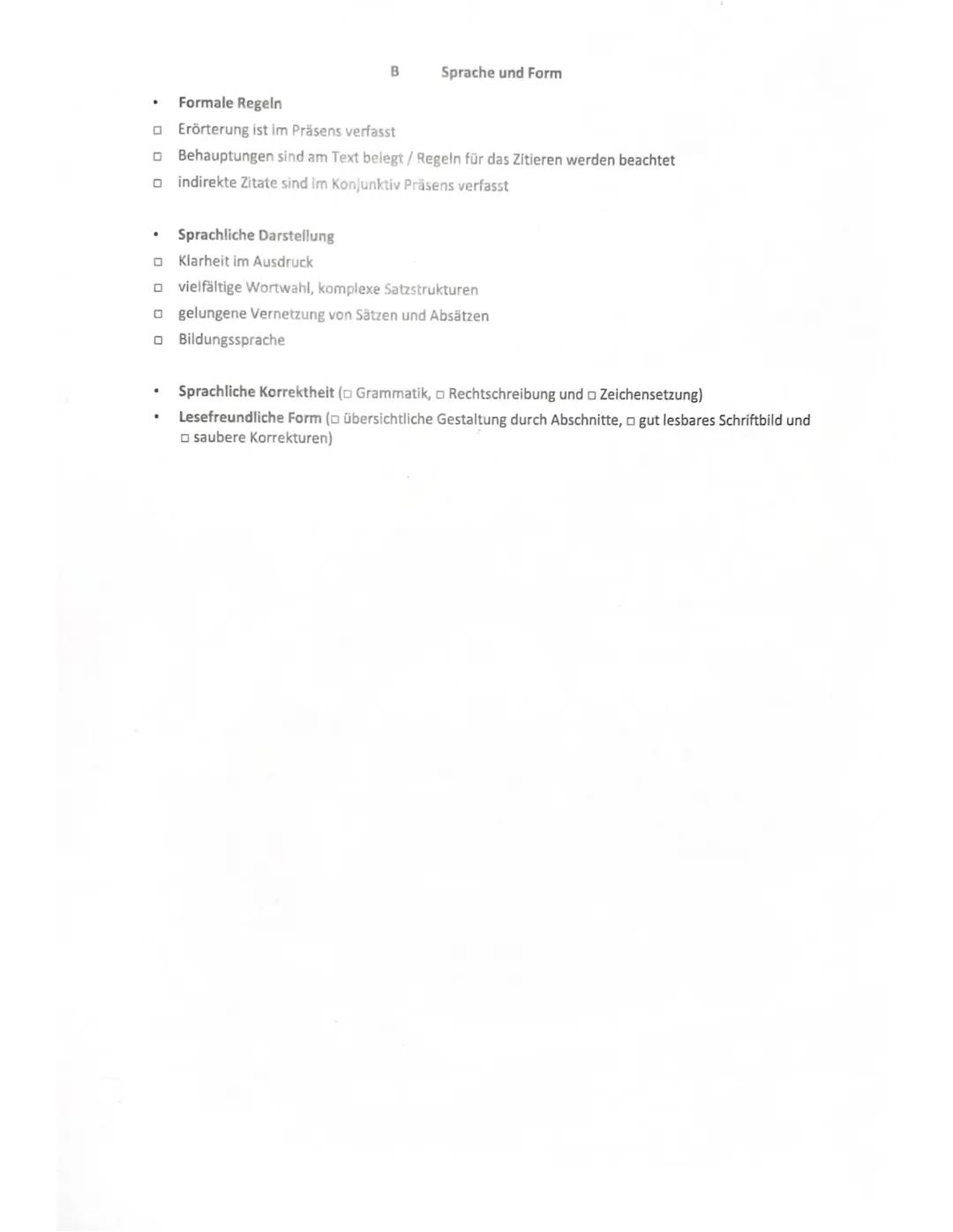 # Checkliste
# Erörterung pragmatischer Texte
Je nach Aufgabenstellung kann es sein, dass ihnen die einzelnen zu behandelnden Aspekte gena