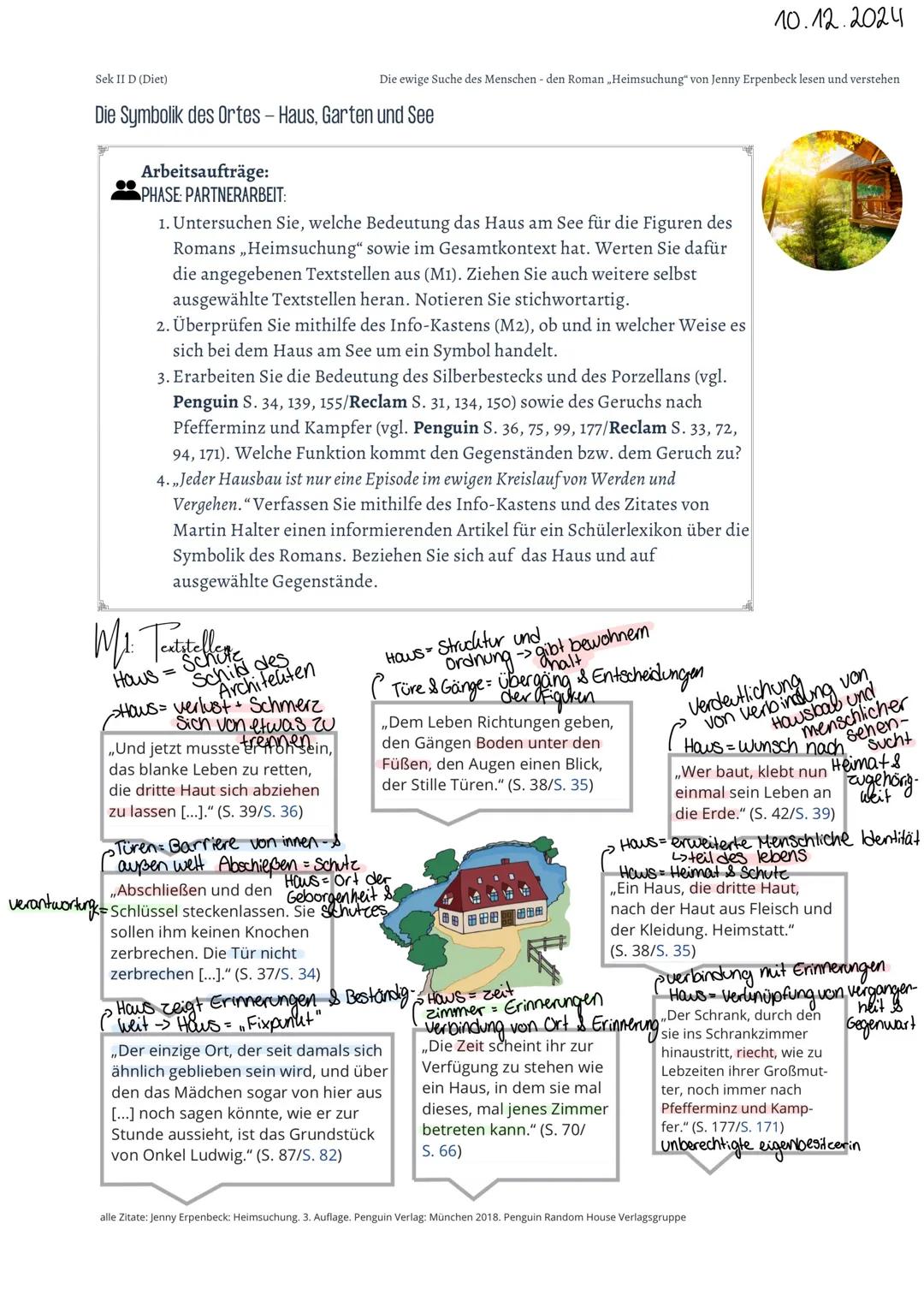 10.12.2024
Sek II D (Diet)
Die ewige Suche des Menschen den Roman,,Heimsuchung" von Jenny Erpenbeck lesen und verstehen
Die Symbolik des Ort