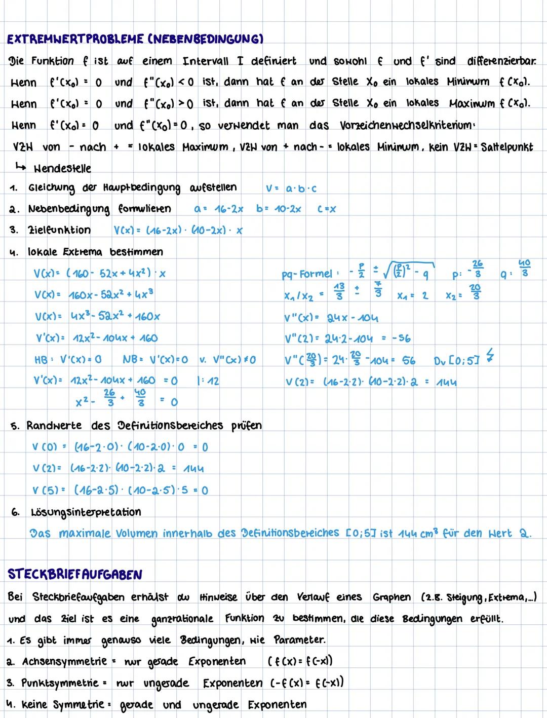 # MOTHELEBNJETTEL
MA
MATHELERN 2ETTEL
FUNKTIONEN UND ANALYSIS
I. Differentialrechnung
| f(x) | Nullstelle | Extrema | Hendepunkt |
|----