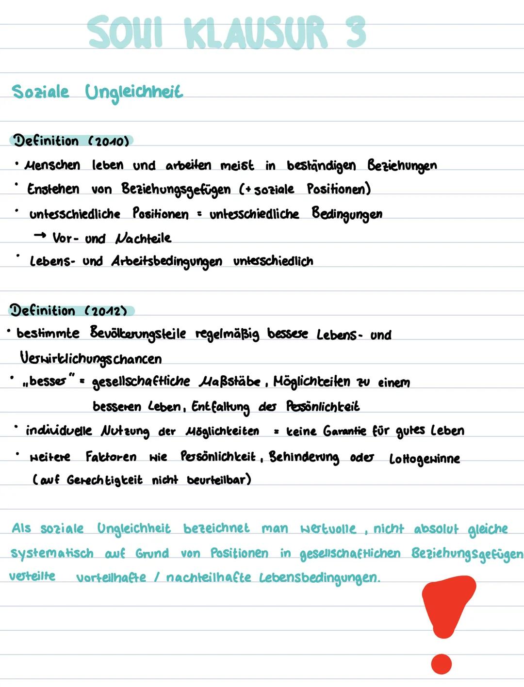 •
SOUI KLAUSUR 3
Soziale Ungleichheit
Definition (2010)
•
• Menschen leben und arbeiten meist in beständigen Beziehungen
•
Enstehen von Bezi