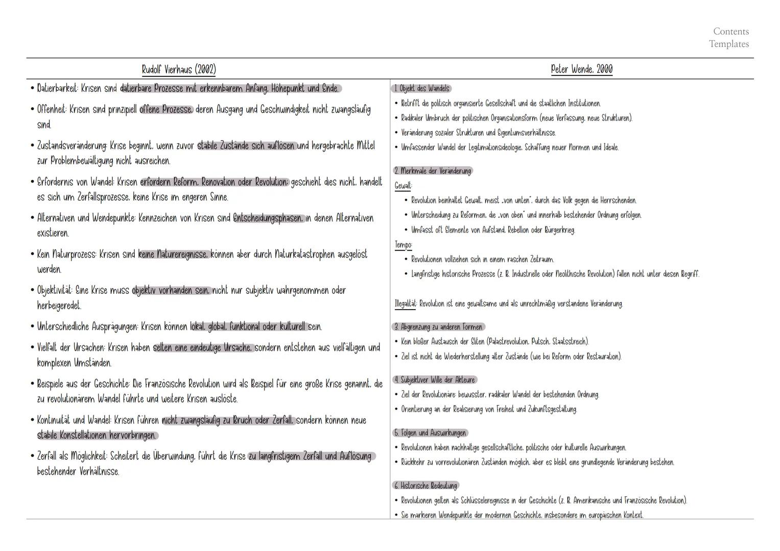 Contents
Templates
Peter Wende. 2000
Rudolf Vierhaus (2002)
•Datierbarkeit: Krisen sind datierbare Prozesse mit erkennbarem Anfang. Höhepunk